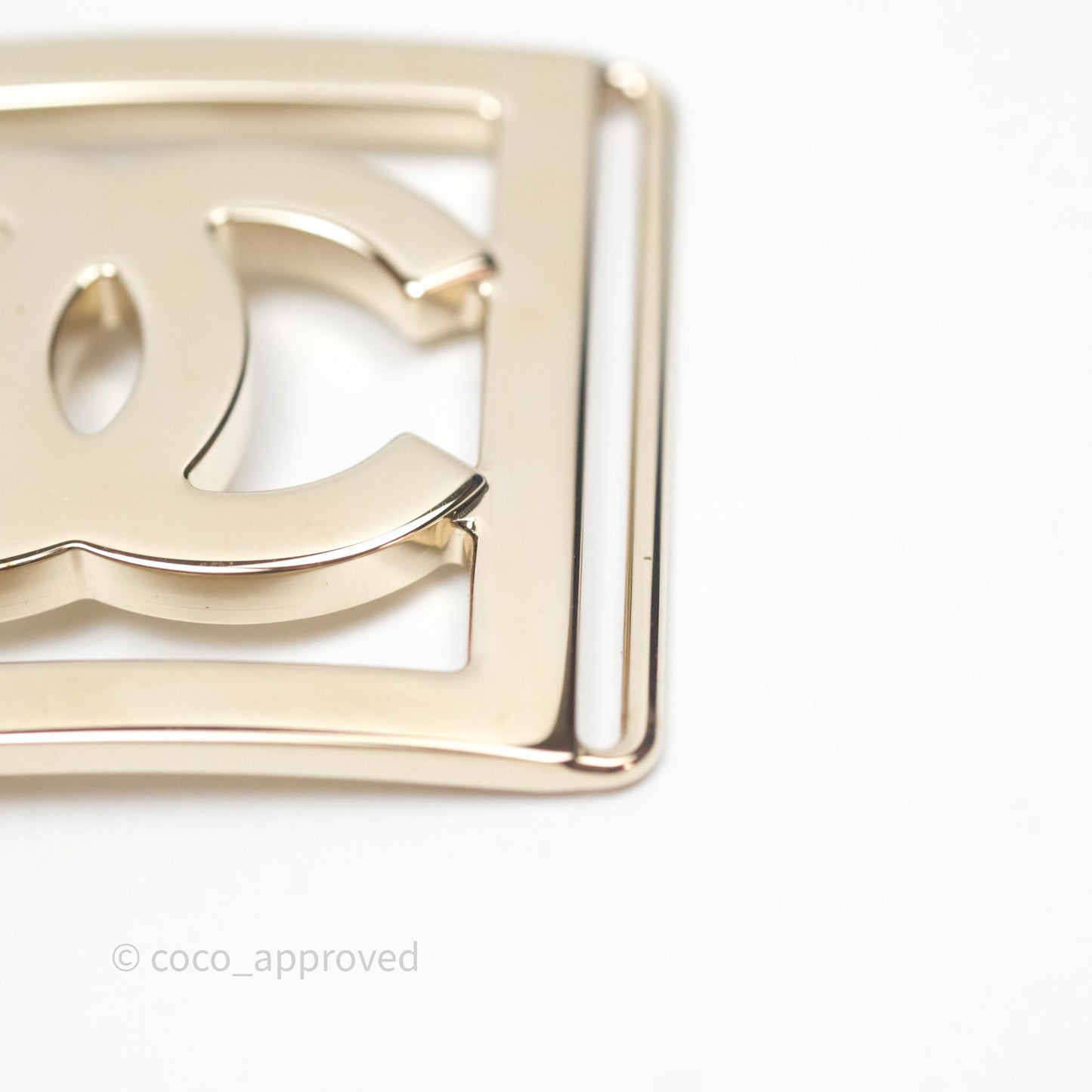 Chanel Square CC Belt Black Gold Hardware Size 75 23C