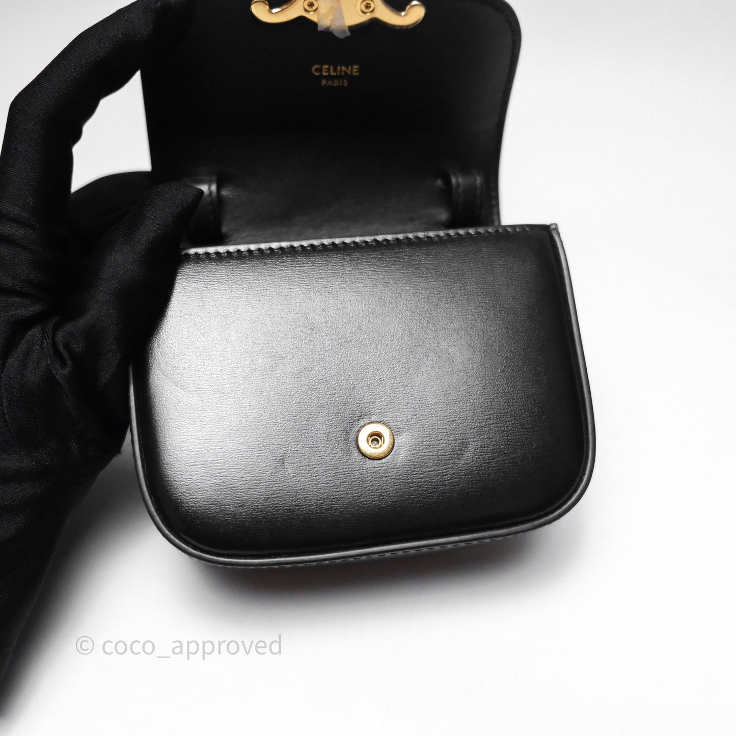 Celine Mini Claude Triomphe Bag Black Shiny Calfskin