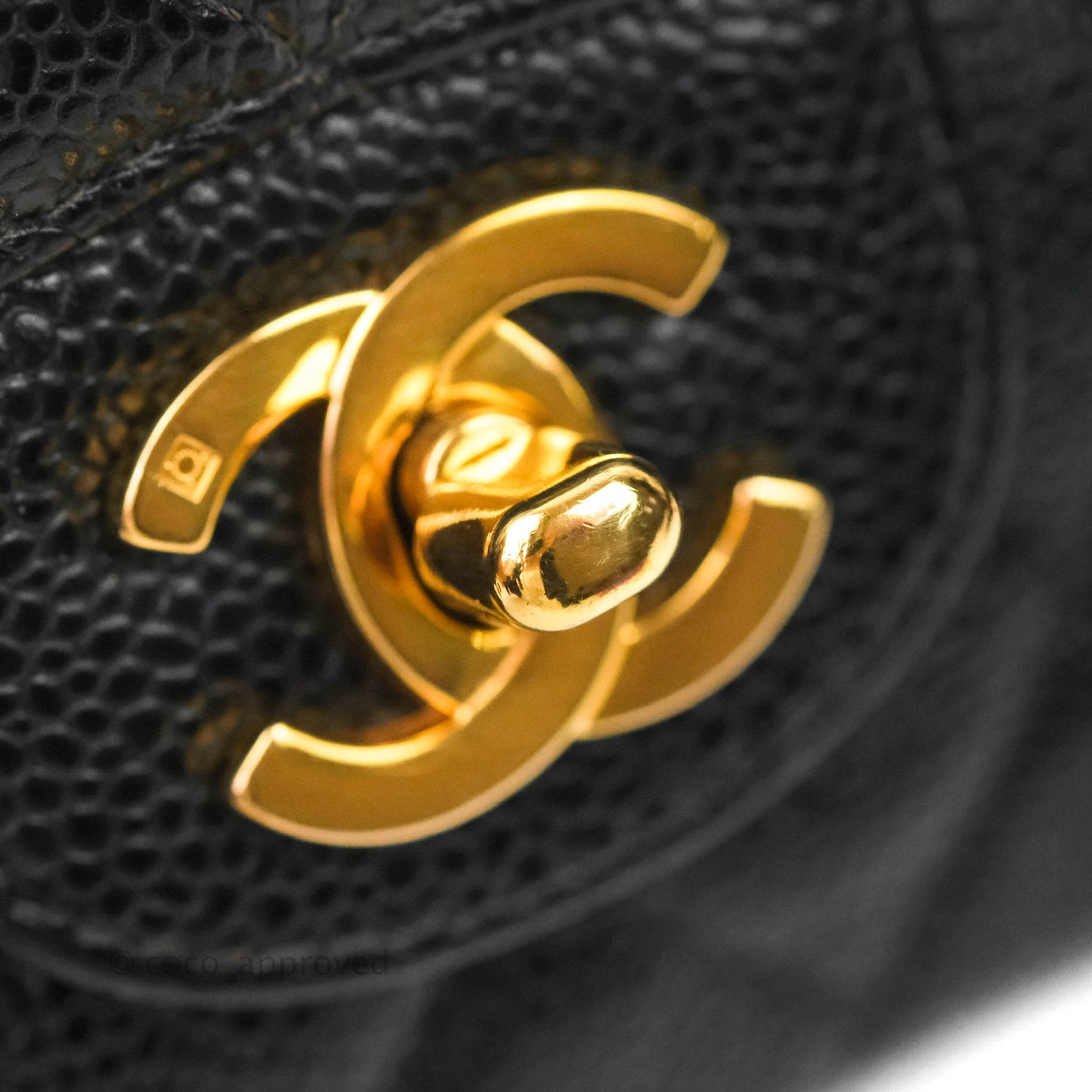 Chanel Vintage Quilted M/L Medium Double Flap Black Caviar 24K Gold Hardware