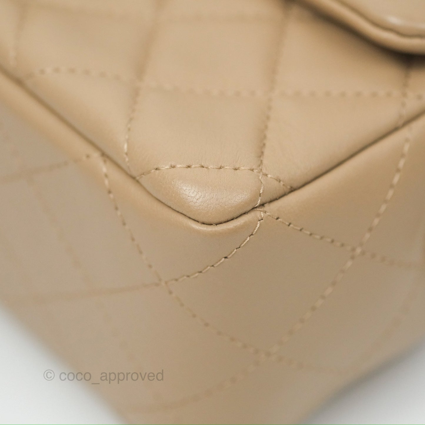 Chanel Mini Rectangular Quilted Beige Lambskin Gold Hardware