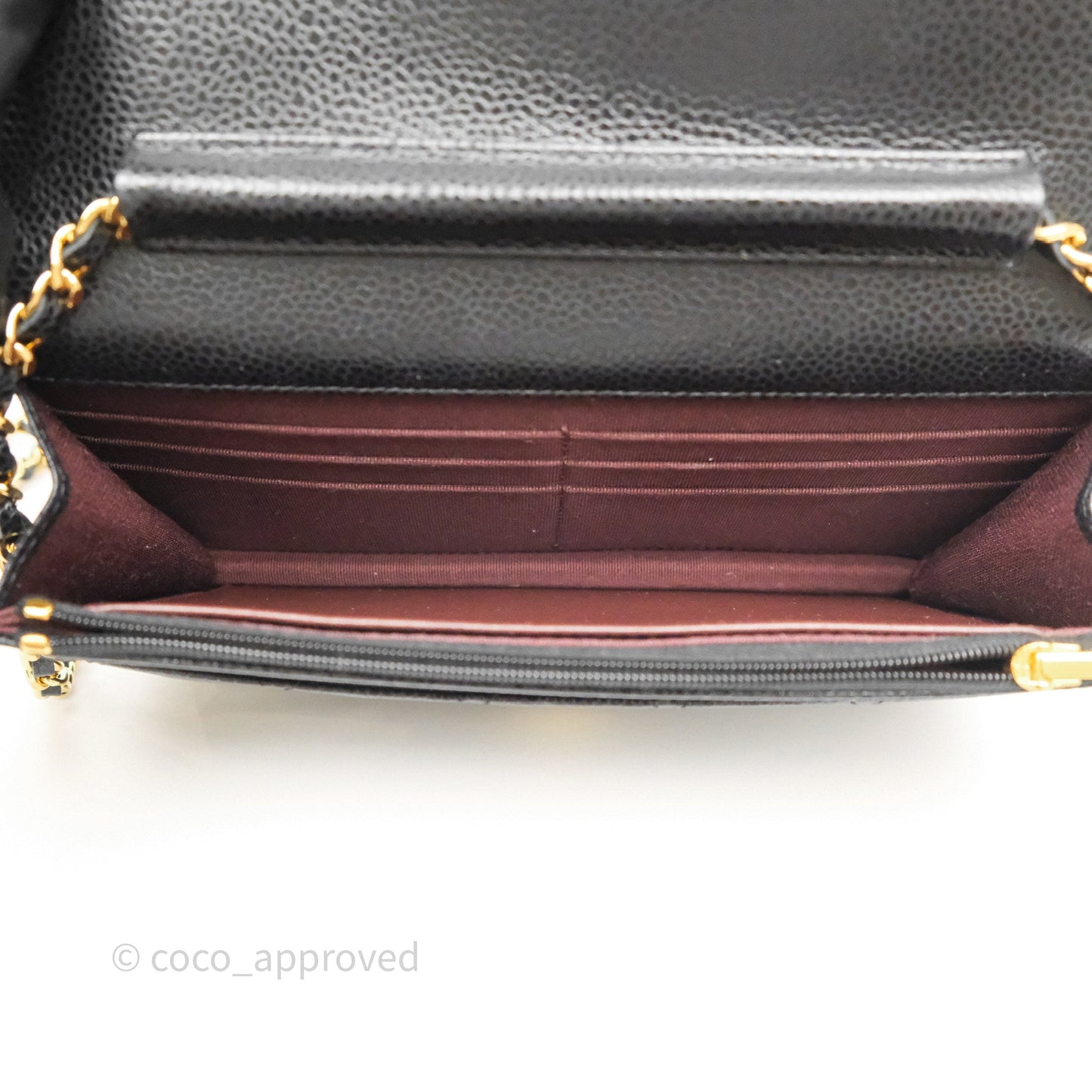 Chanel Classic Wallet On Chain WOC Quilted Black Caviar Gold Hardware