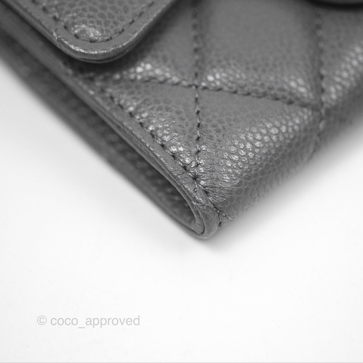Chanel Classic Flap Card Holder Dark Grey Caviar Gold Hardware