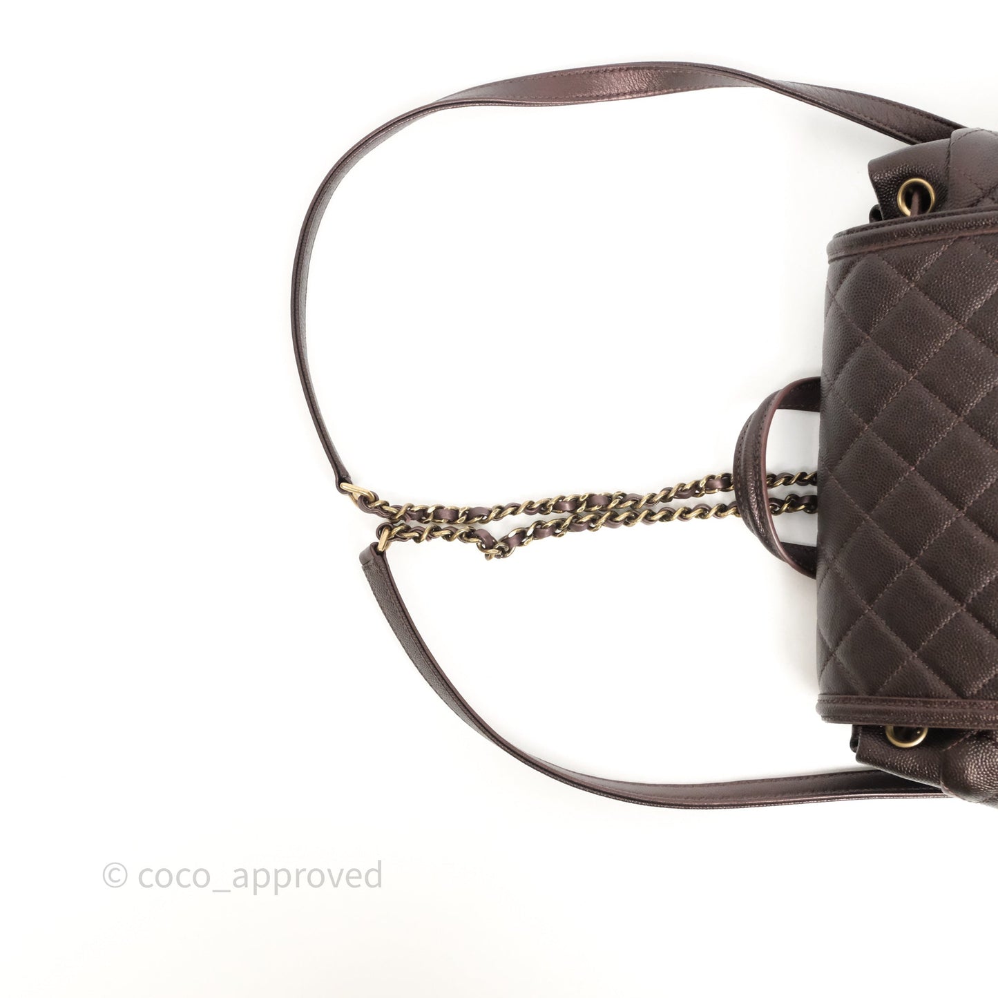 Chanel Quilted Filigree Backpack Purple Iridescent Burgundy Caviar Aged Gold Hardware