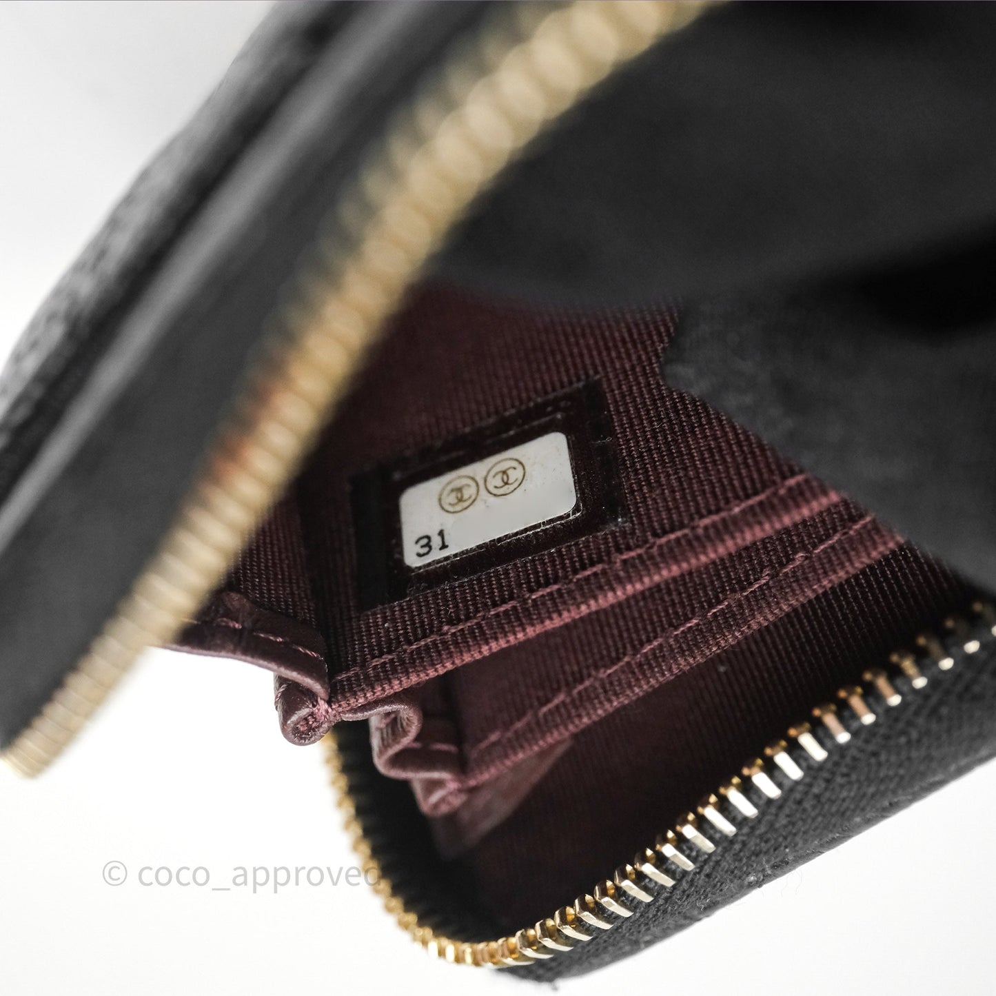 Chanel Classic Zipped Coin Purse Black Caviar Gold Hardware