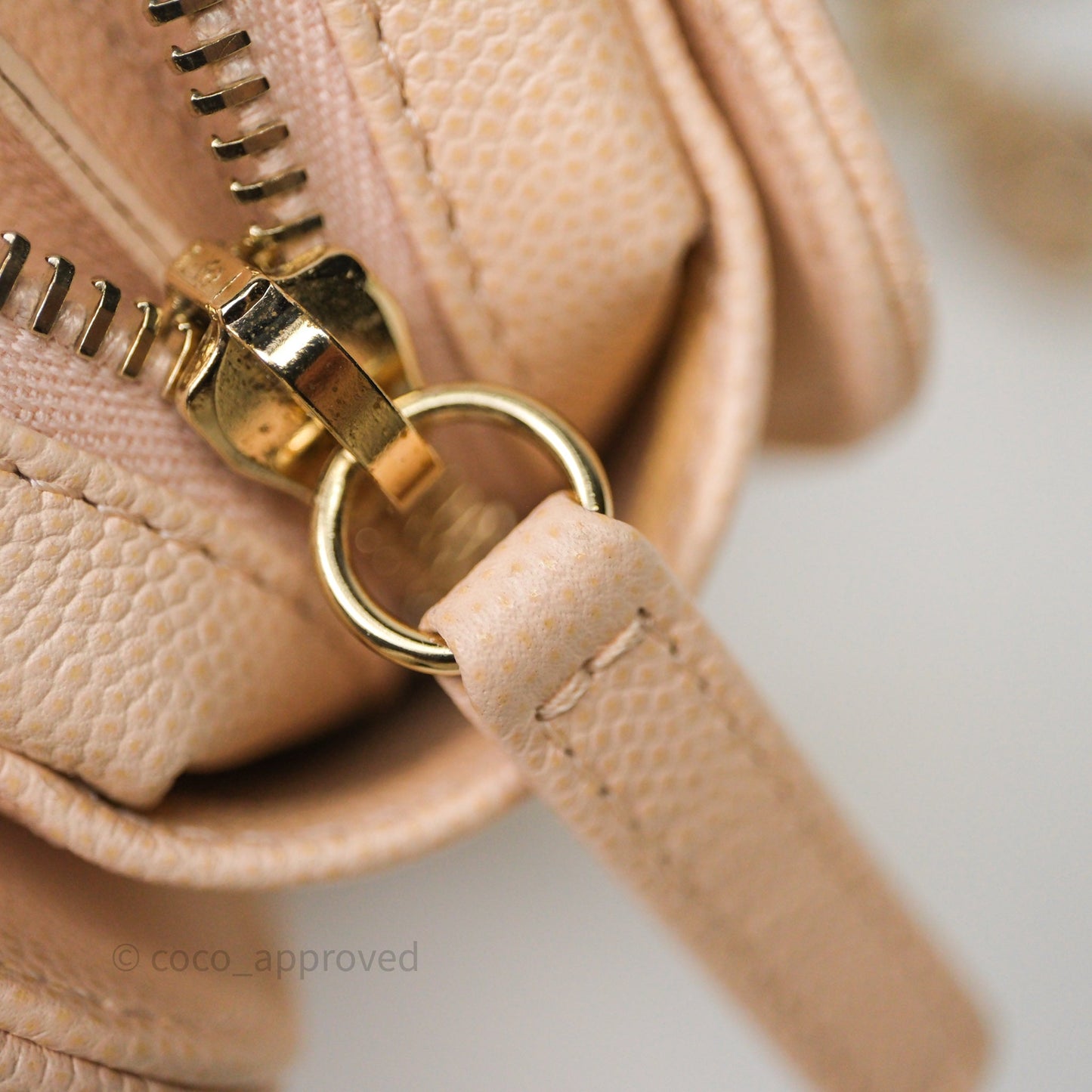 Chanel Small Like The Wallet Flap Quilted Light Beige Pink Caviar Gold Hardware 22C
