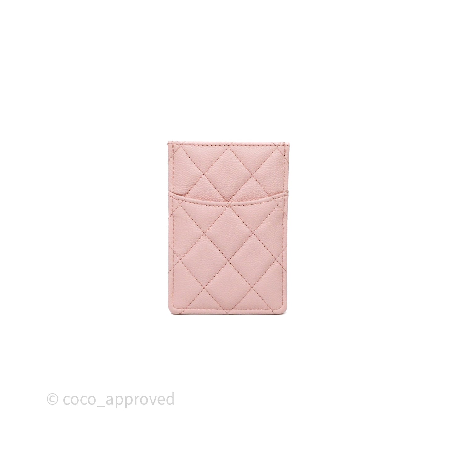 Chanel Quilted Card Holder Caviar Pink Gold Hardware