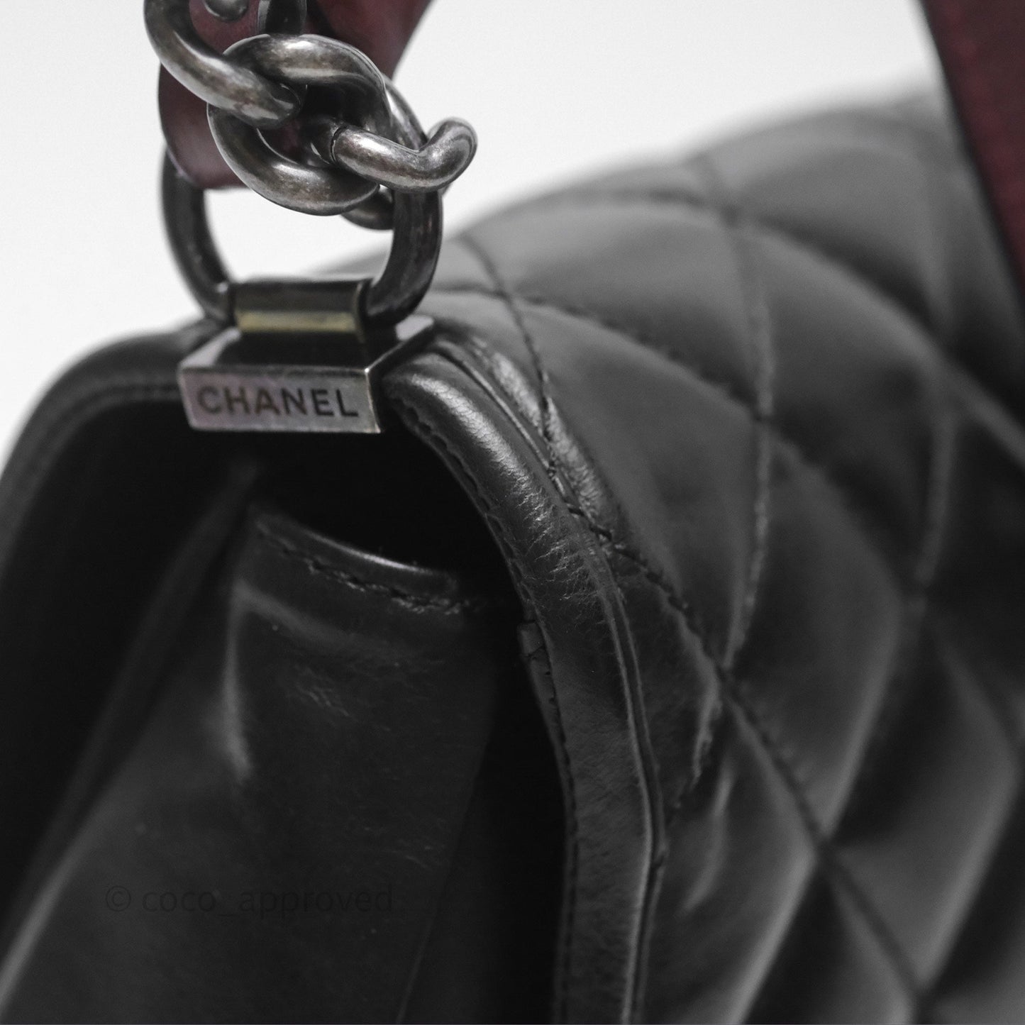Chanel Quilted Large Prestige Top Handle Flap Calfskin Black Ruthenium Hardware