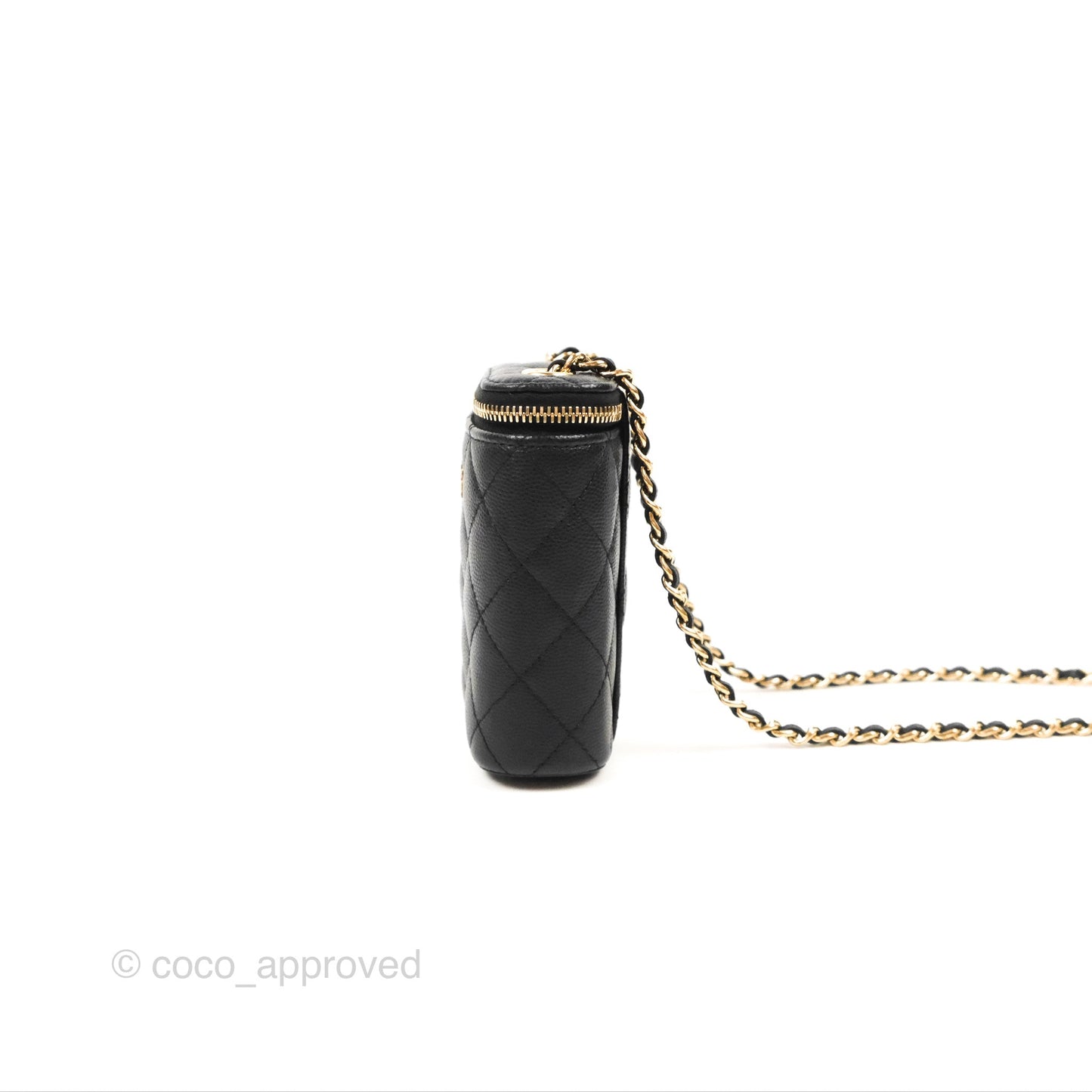 Chanel Classic Mini Vanity With Chain Black Caviar Gold Hardware