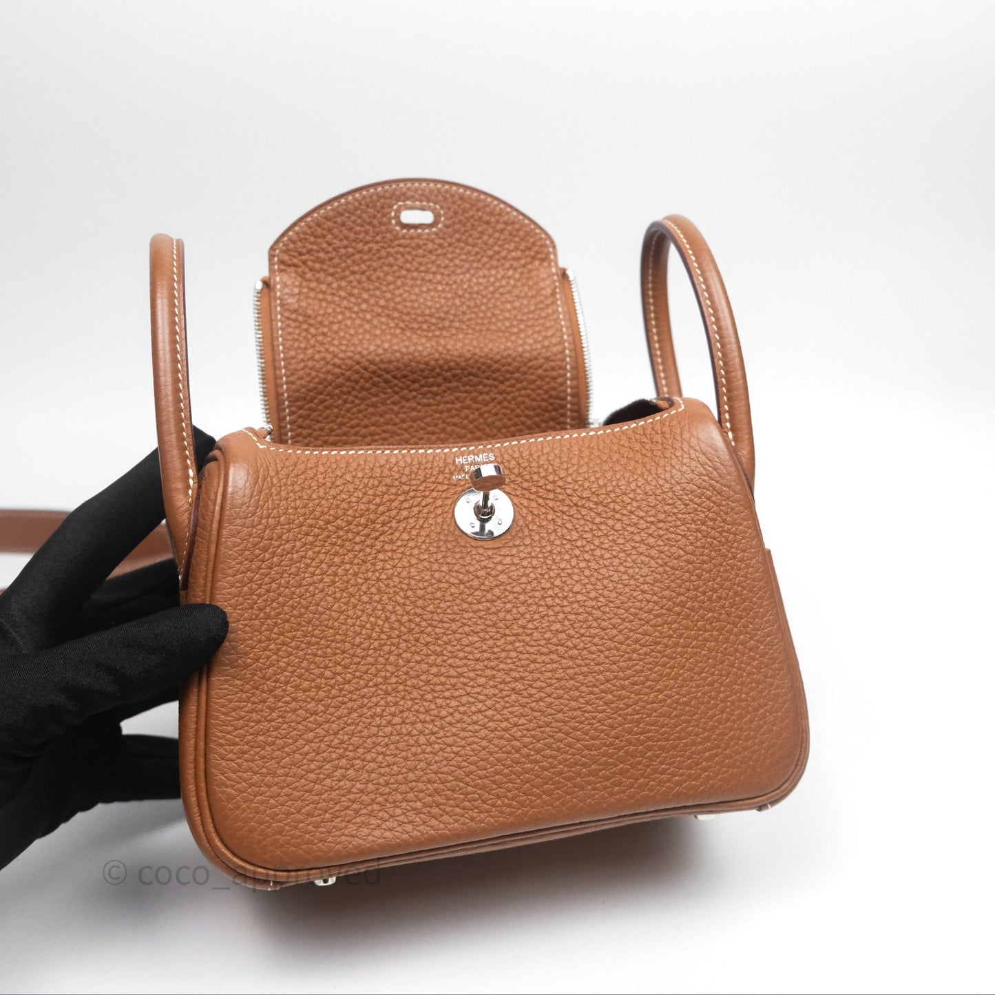 Hermès Mini Lindy 20 Gold Clemence Palladium Hardware
