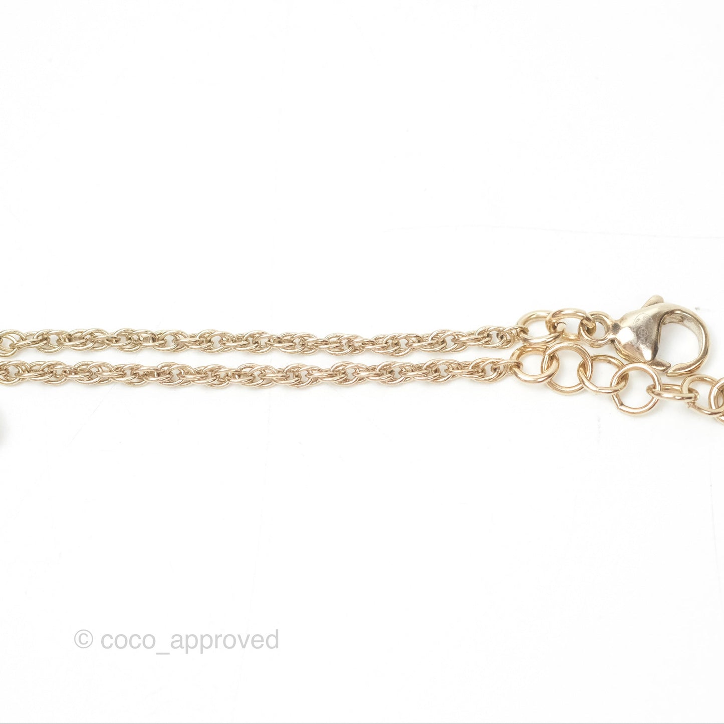 Chanel CC Crystal Pearl Chain Bracelet Gold Tone 19C