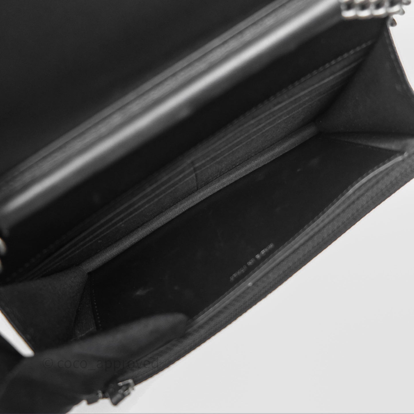 Chanel Quilted Boy Wallet on Chain WOC Black Caviar Ruthenium Hardware