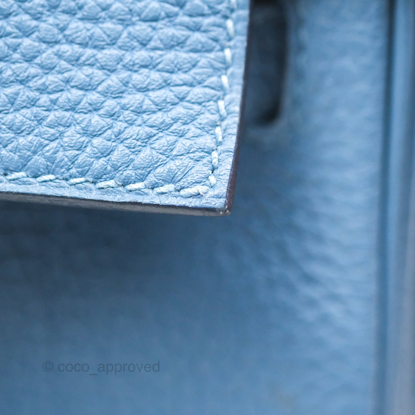 Hermes Kelly 25 Togo Bleu Azur 7R Gold Hardware