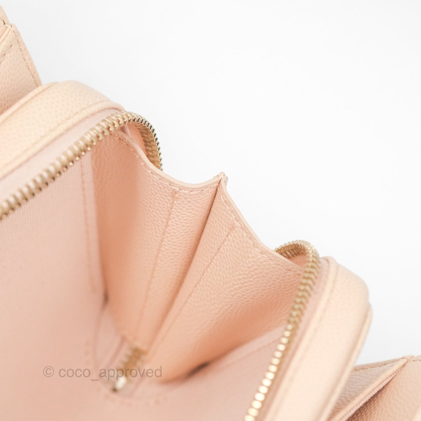 Chanel Quilted Small Like The Wallet Flap Light Beige Pink Caviar Light Gold Hardware 22C