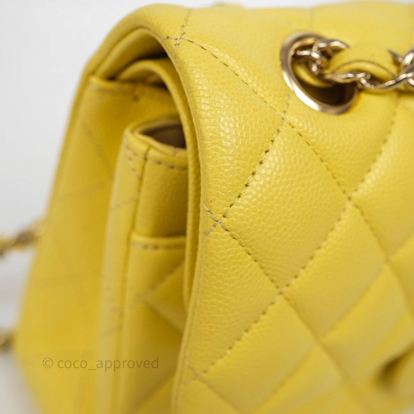 Chanel Small Classic Flap Quilted Yellow Caviar Gold Hardware