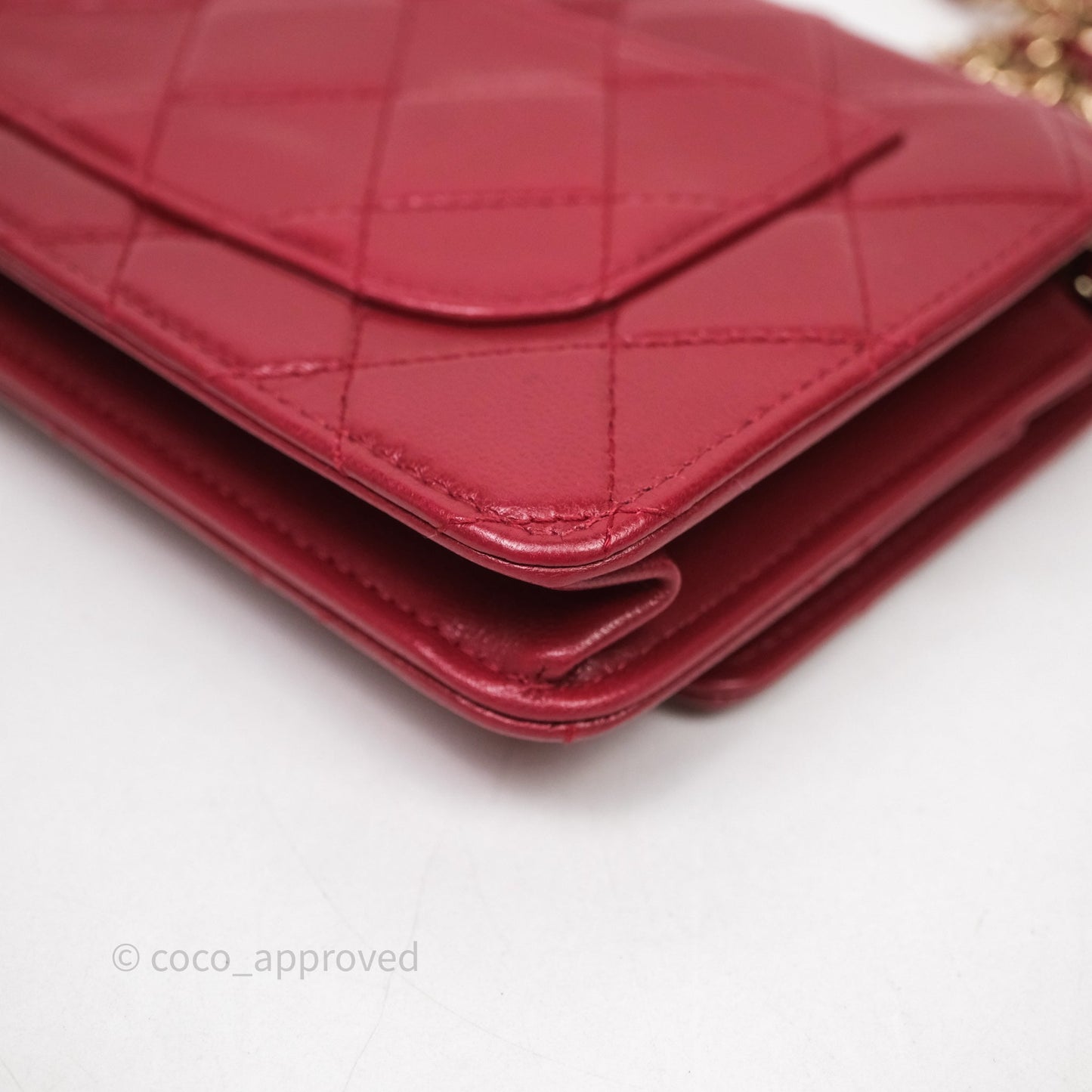 Chanel Wallet On Chain Red Calfskin Bag Gold hardware