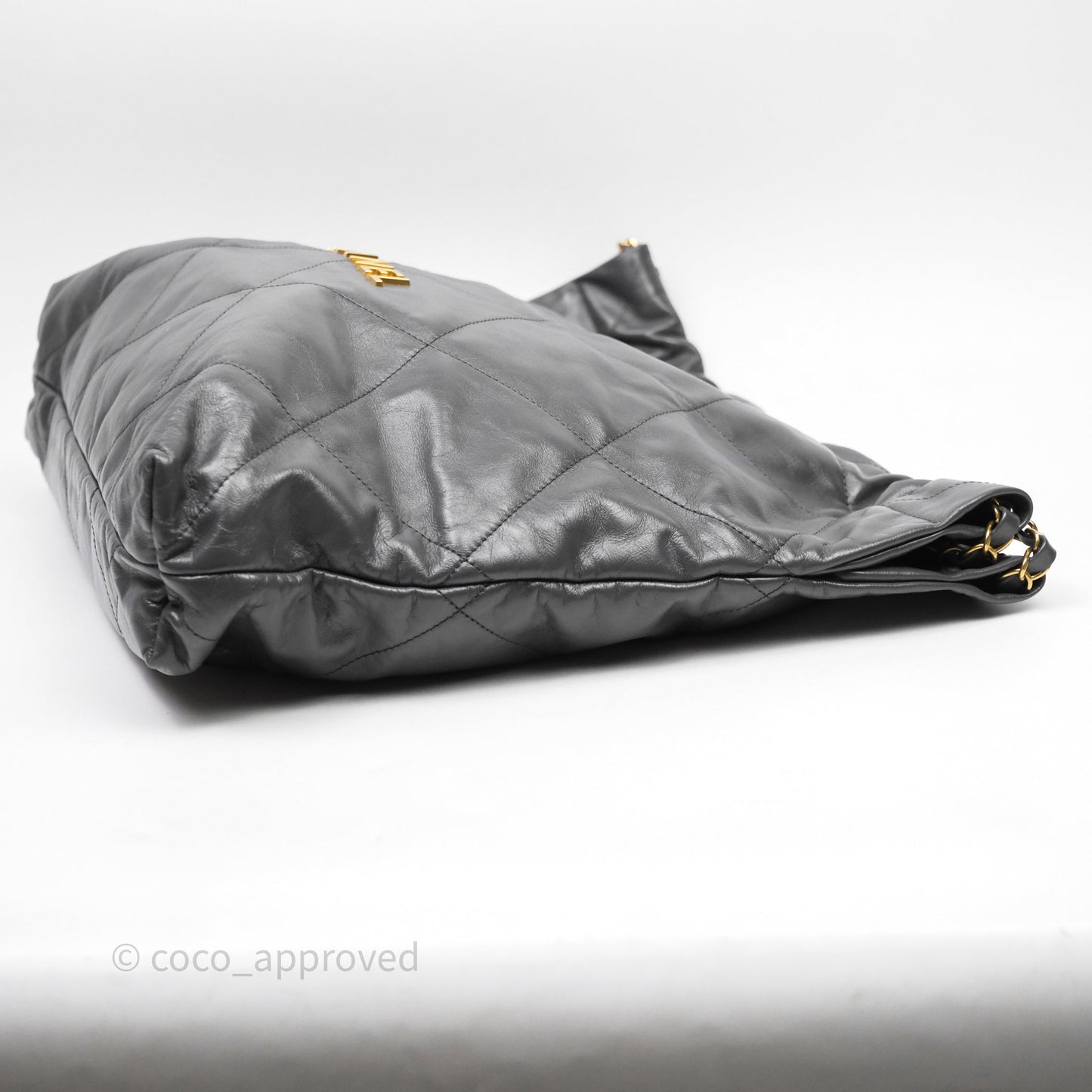 Chanel 22 Bag Medium Dark Grey Calfskin Gold Hardware