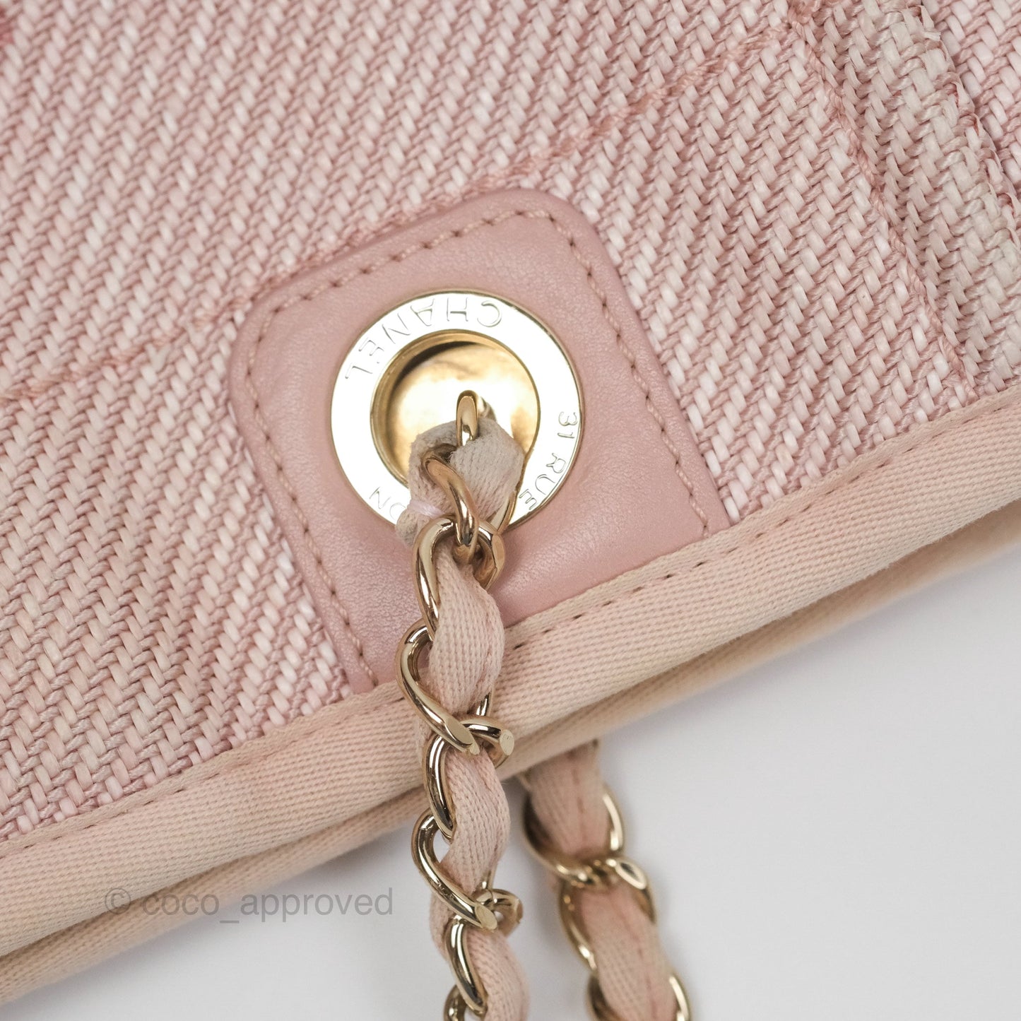 Chanel Small Vertical Deauville Canvas Pink Gold Hardware