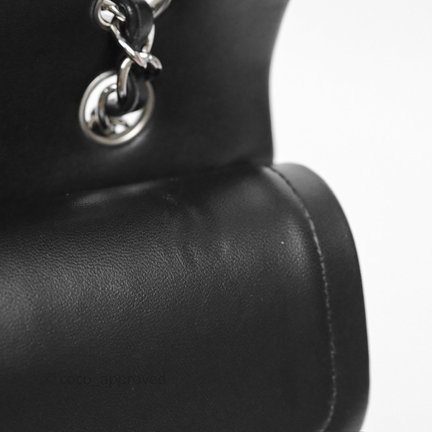 Chanel Classic M/L Medium Flap Quilted Black Lambskin Silver Hardware