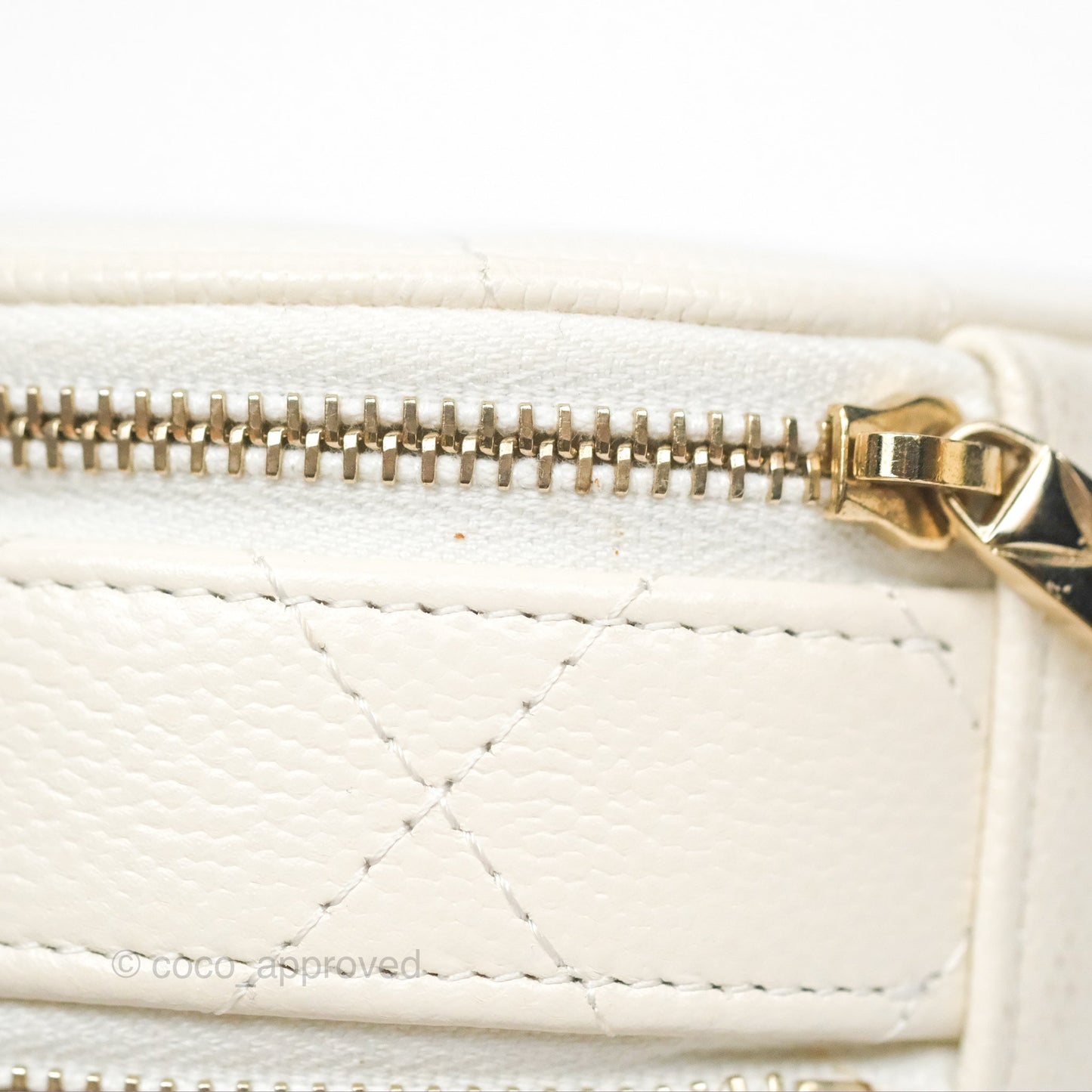 Chanel Mini Round Vanity Bag Handle With Care Ivory Caviar