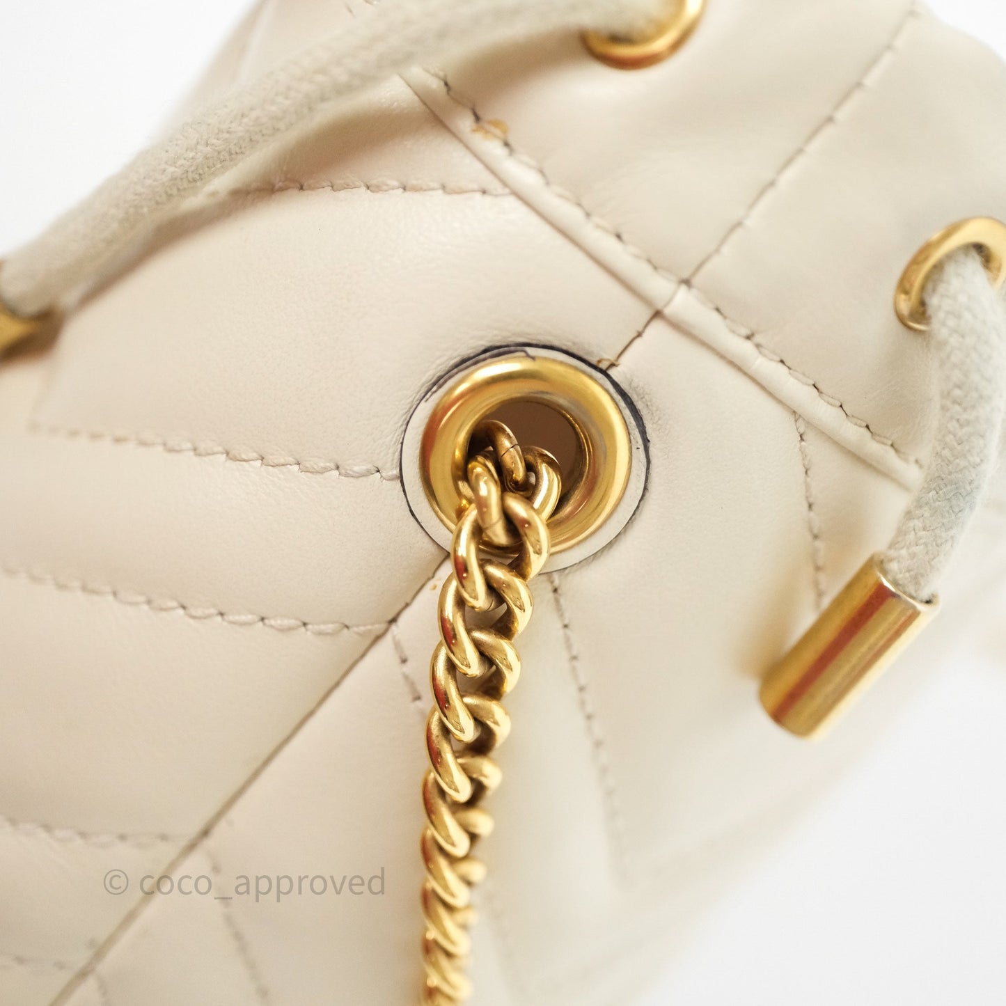 Gucci GG Marmont Mini Bucket Bag Ivory Leather