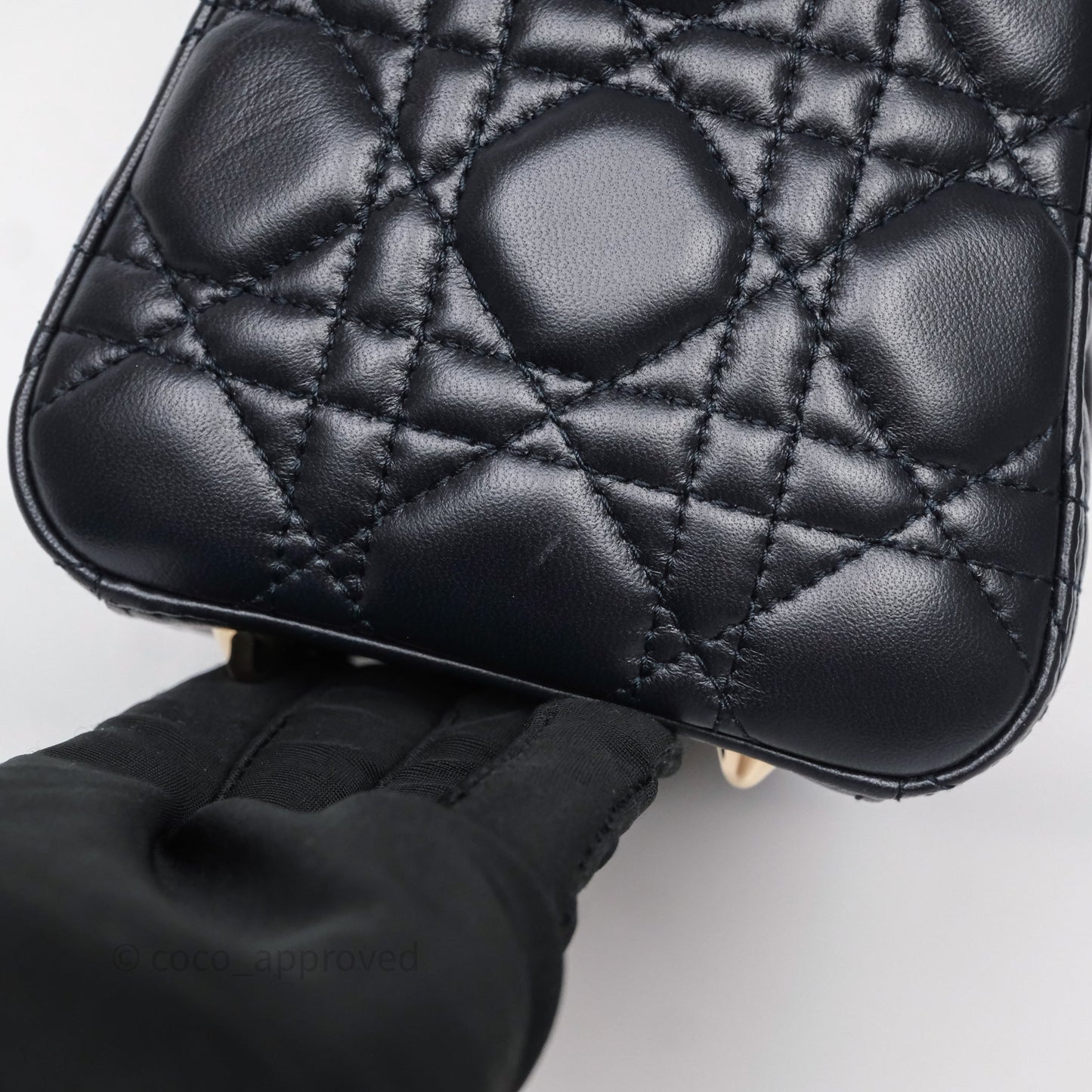 Christian Dior Medium Lady Dior Navy Lambskin Gold Hardware