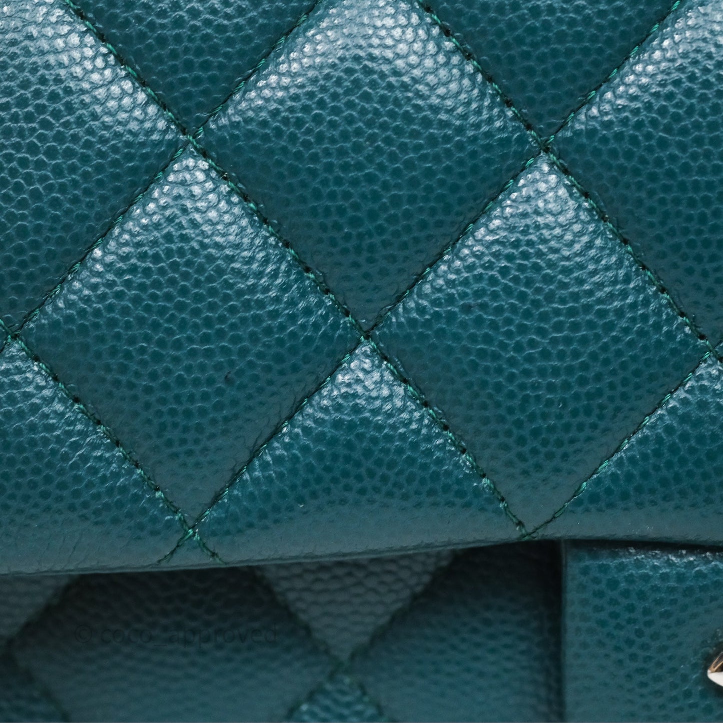 Chanel Quilted Mini Rectangular Green Caviar Silver Hardware
