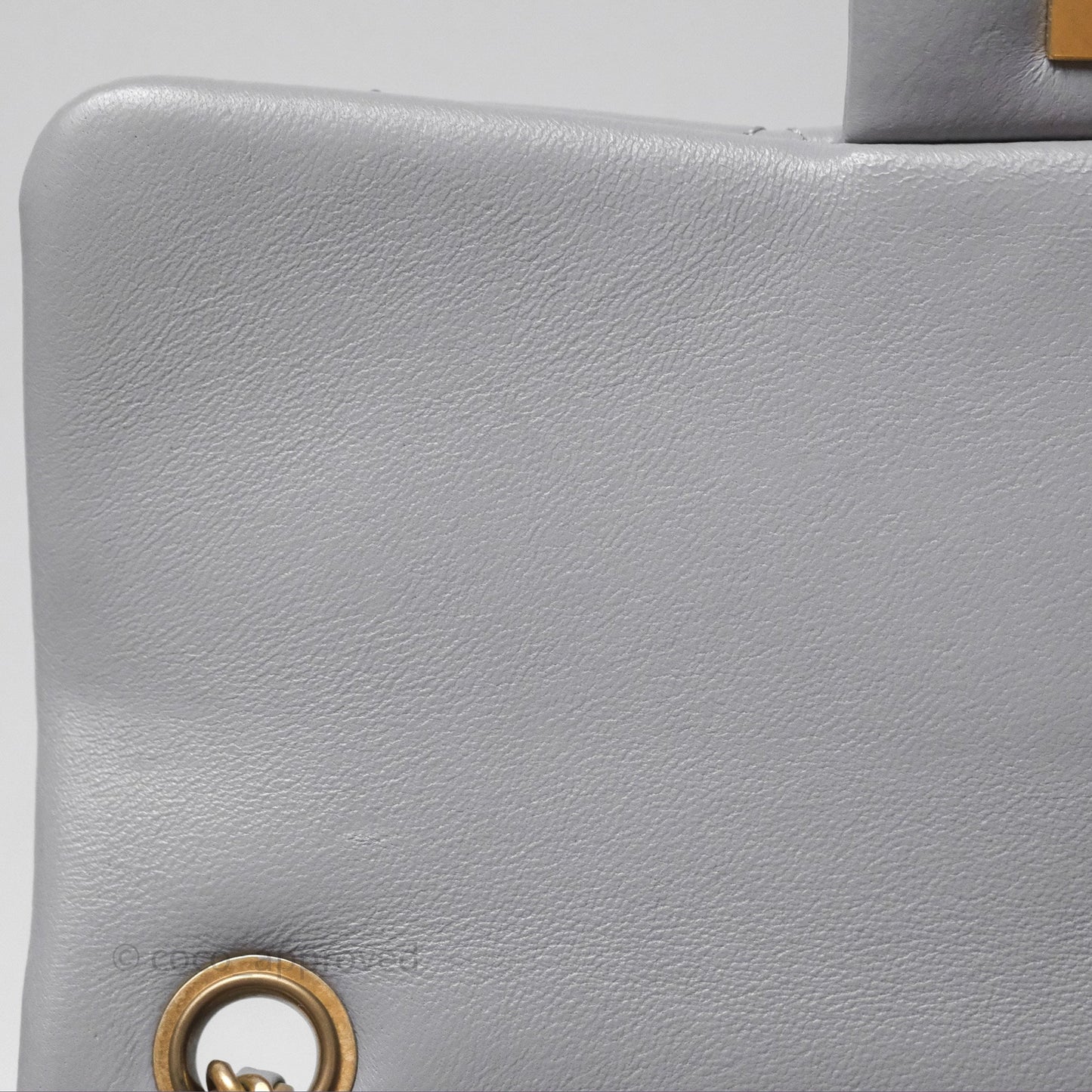 Chanel Pearl Crush Mini Rectangular Quilted Grey Lambskin Aged Gold Hardware
