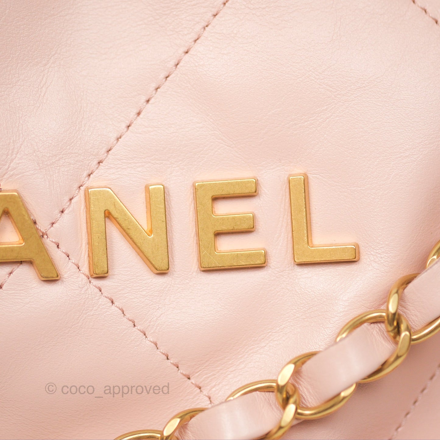 Chanel 22 Small Quilted Pink Shiny Crumpled Calfskin Aged Gold Hardware