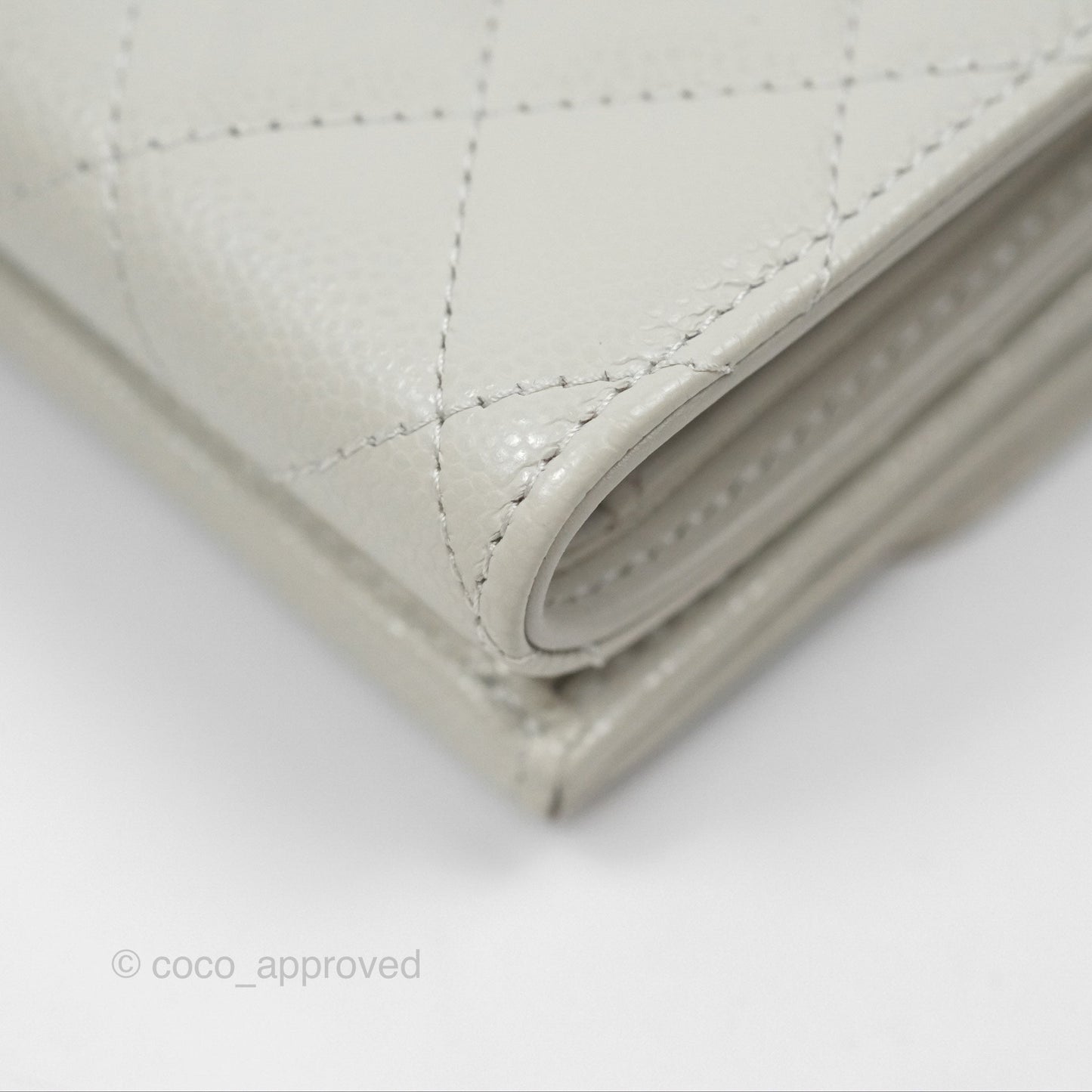 Chanel Quilted Classic Short Wallet Light Grey Caviar Gold Hardware