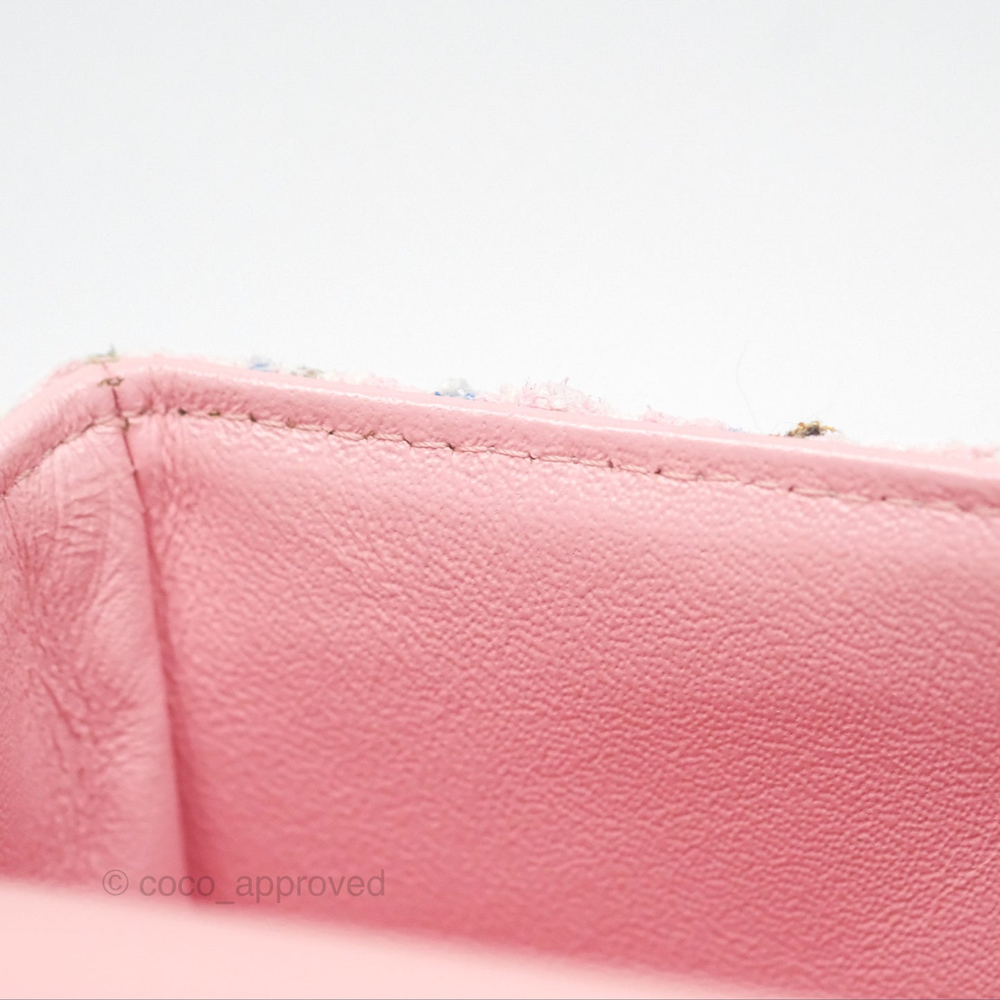 Chanel Mini Rectangular Flap Pink/ Blue/ Gold Tweed Gold Hardware