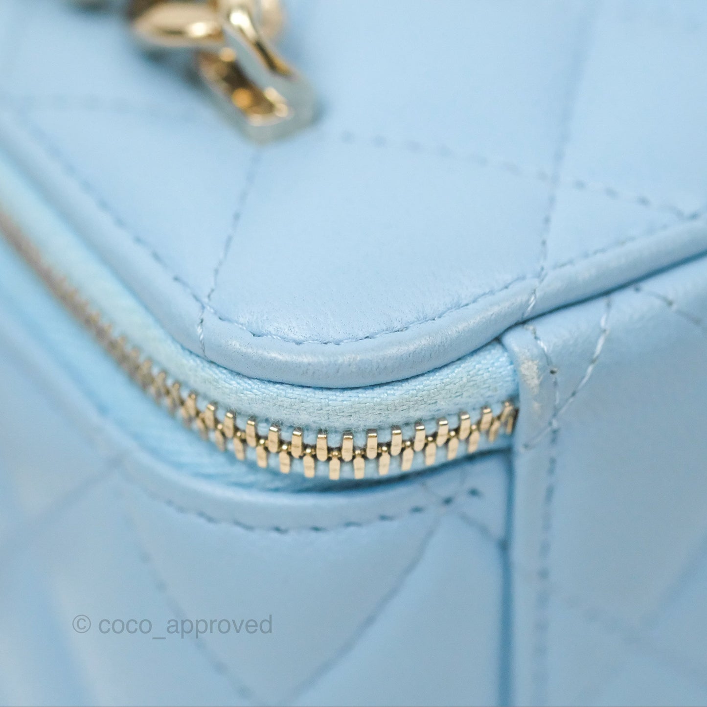 Chanel Mini Vanity Coco Chain Blue Lambskin Gold Hardware