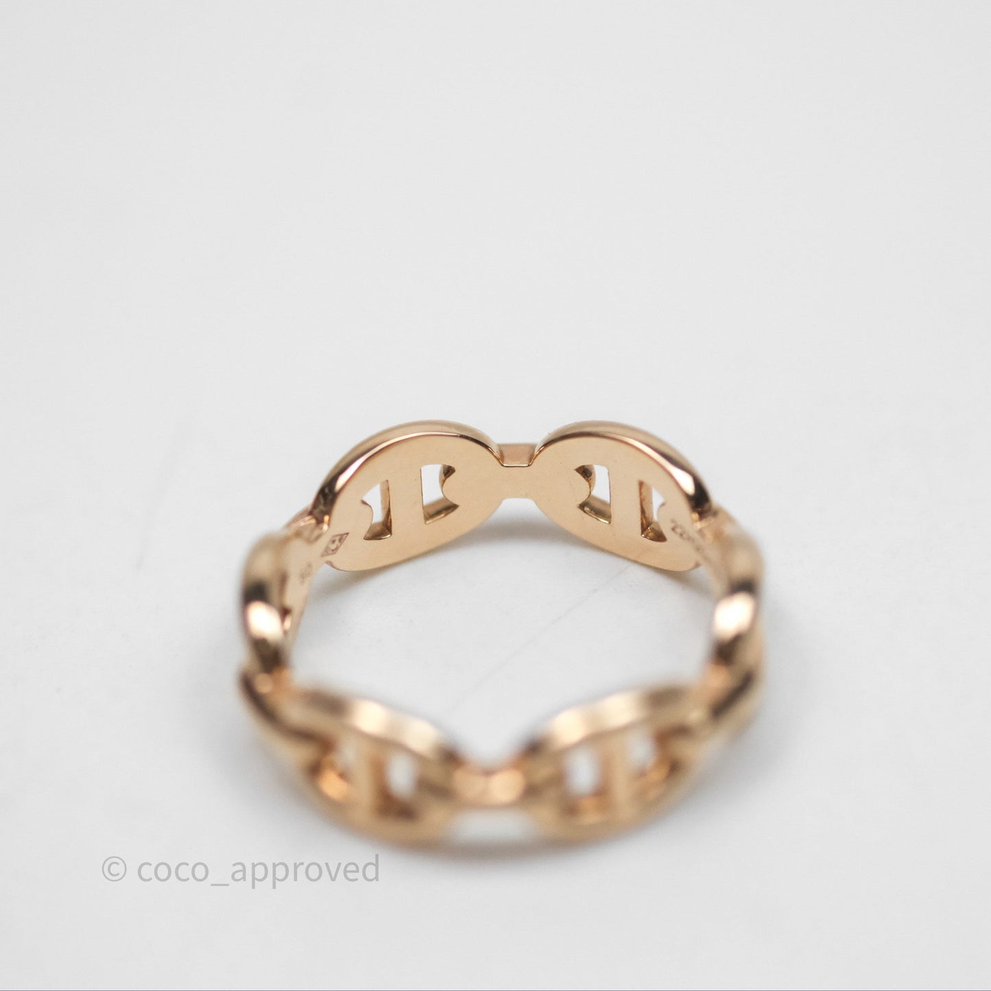 Hermès Chaine d'Ancre Enchainee Band Ring PM Rose Gold Size 50