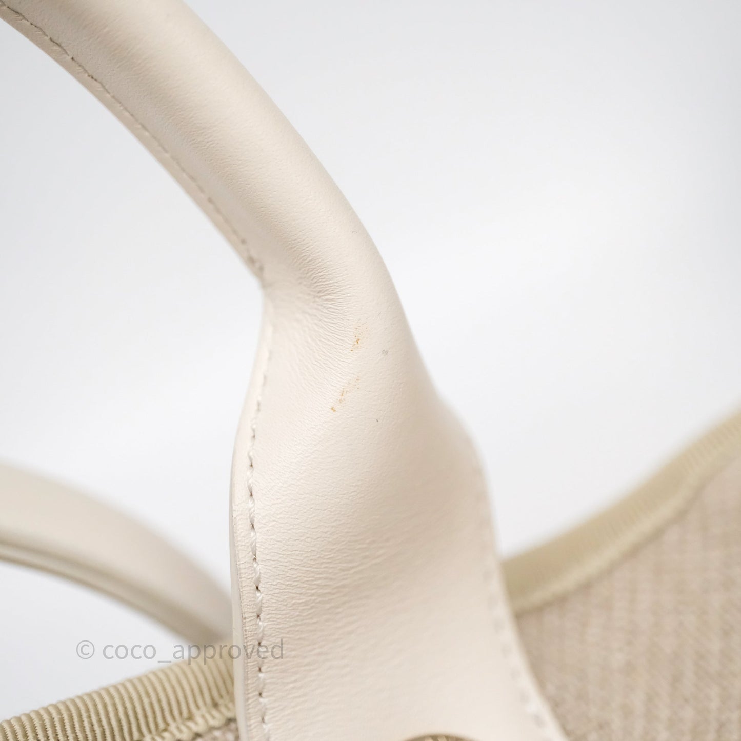 Chanel New Small Deauville Tote Beige Canvas Gold Hardware