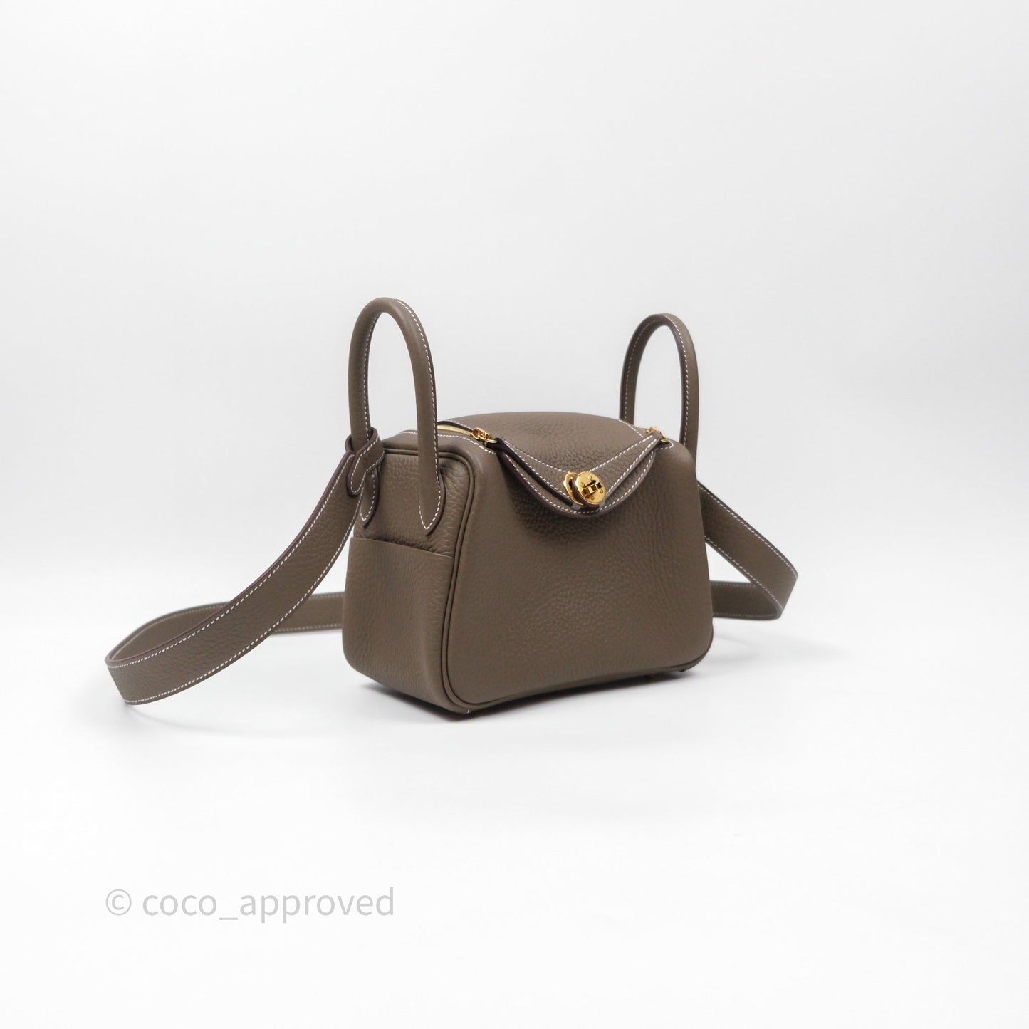 Hermès Mini Lindy 20 Etoupe 18 Clemence Gold Hardware