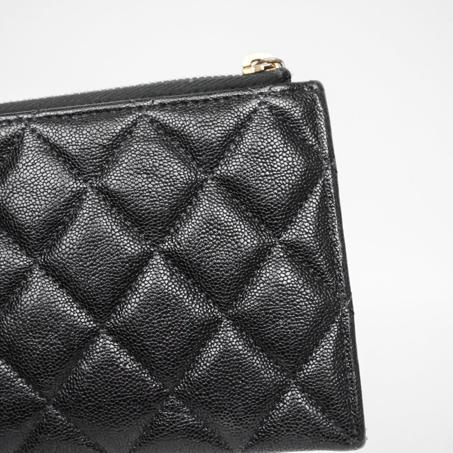 Chanel Boy Zip Long Wallet Black Caviar Gold Hardware
