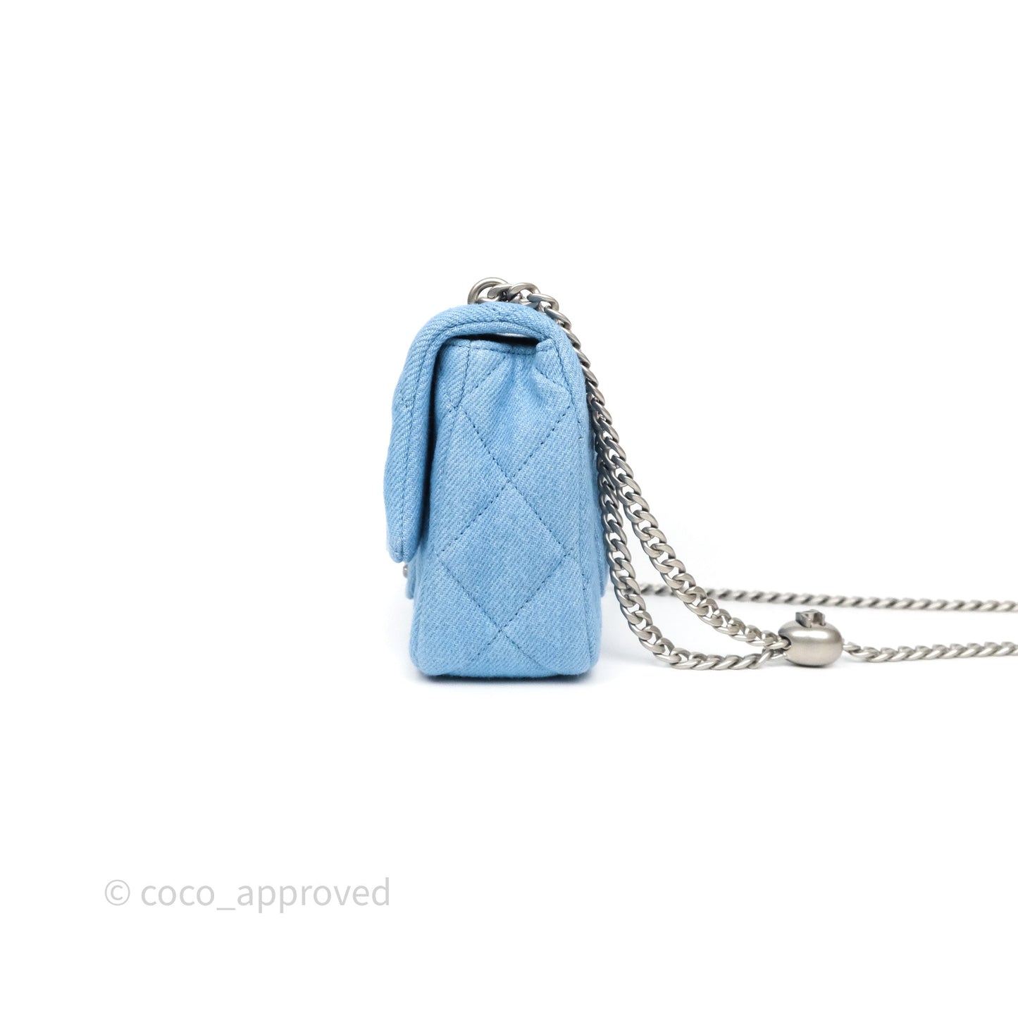 Chanel Heart Crush Mini Flap Bag Blue Denim Aged Silver Hardware