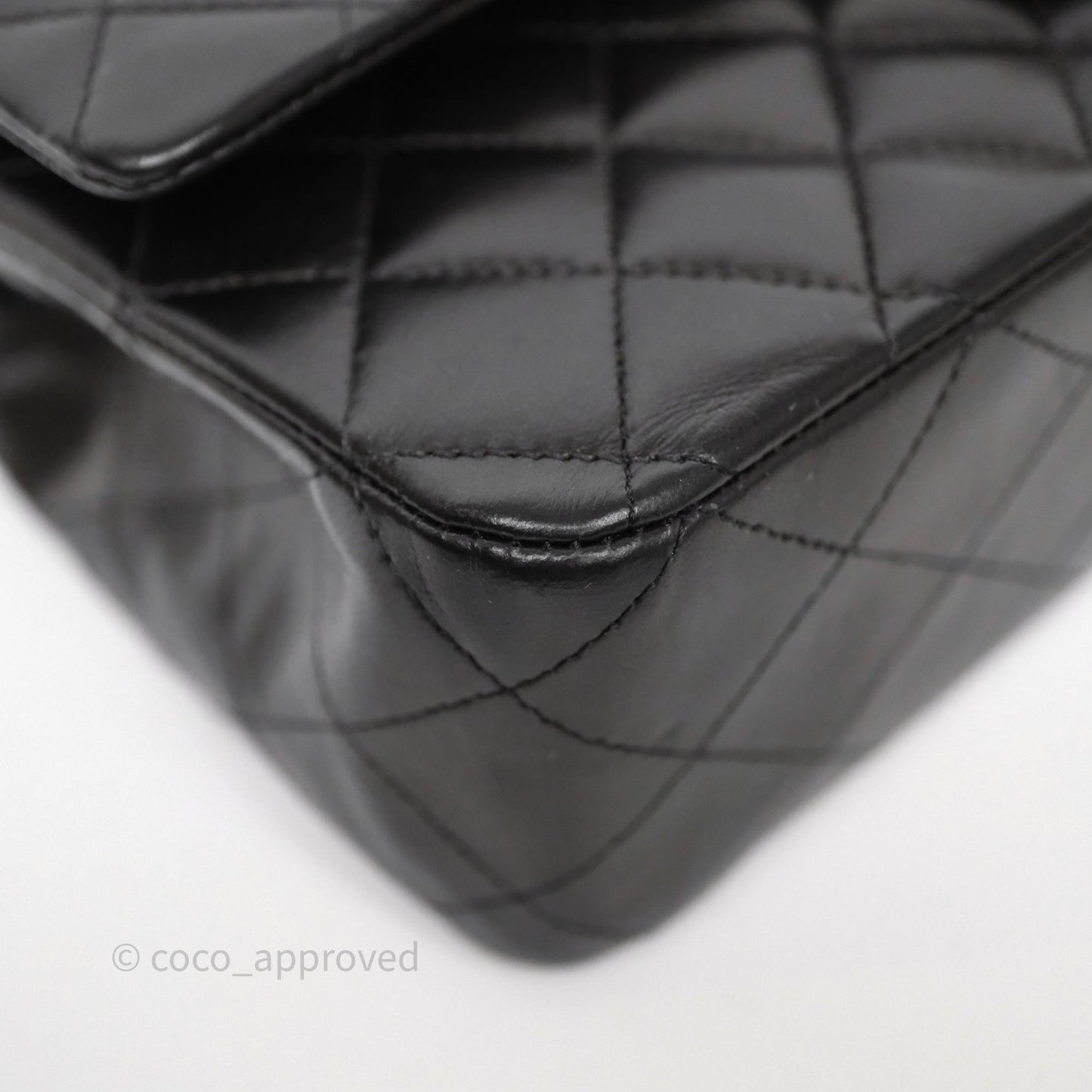 Chanel Classic M/L Medium Flap Quilted Black Lambskin Gold Hardware