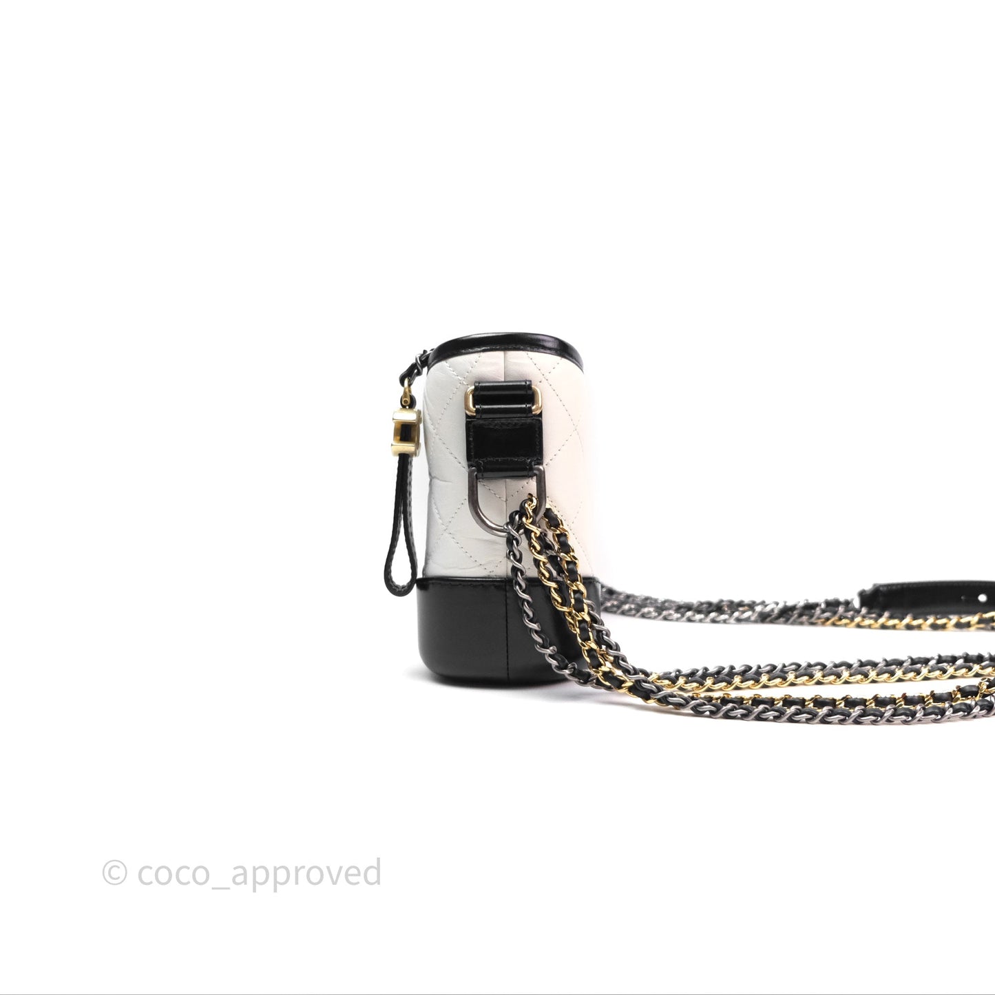 Chanel Small Gabrielle Hobo Quilted Black White Aged Calfskin