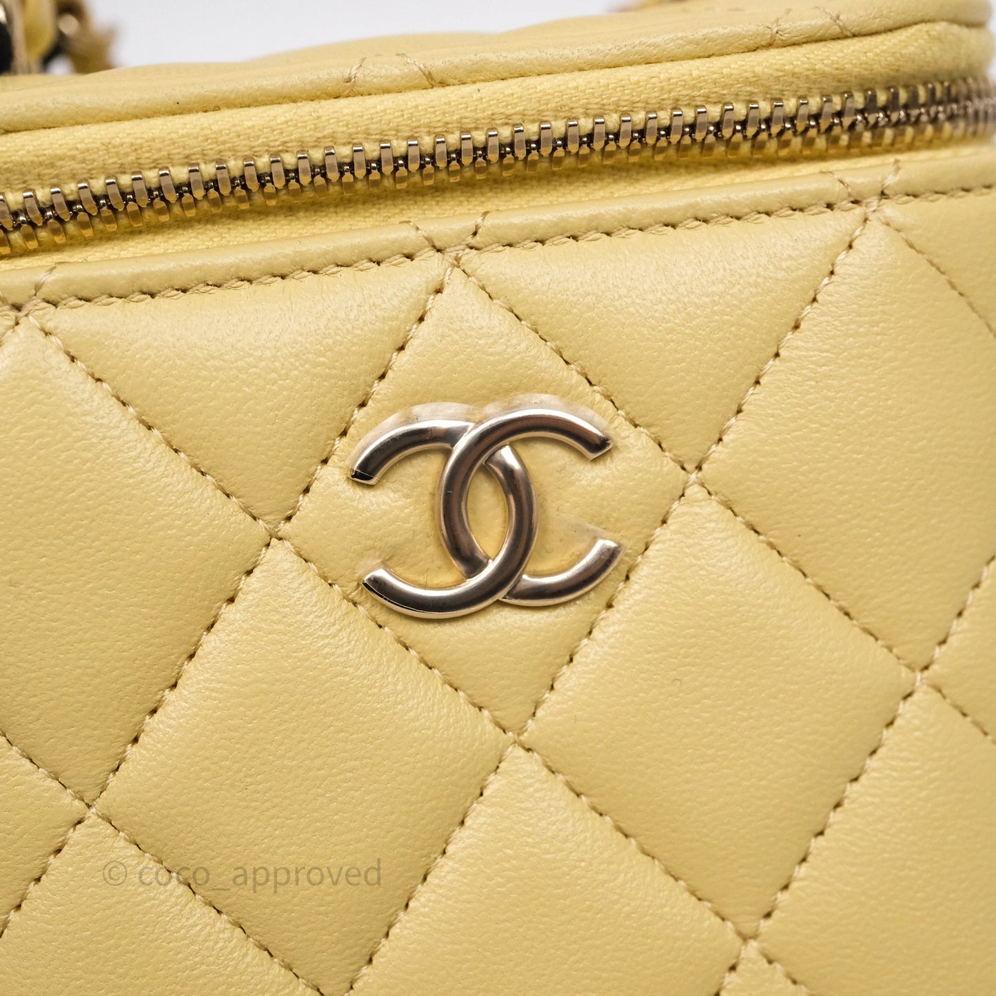 Chanel Mini Top Handle Vanity With Chain Yellow Lambskin Gold Hardware