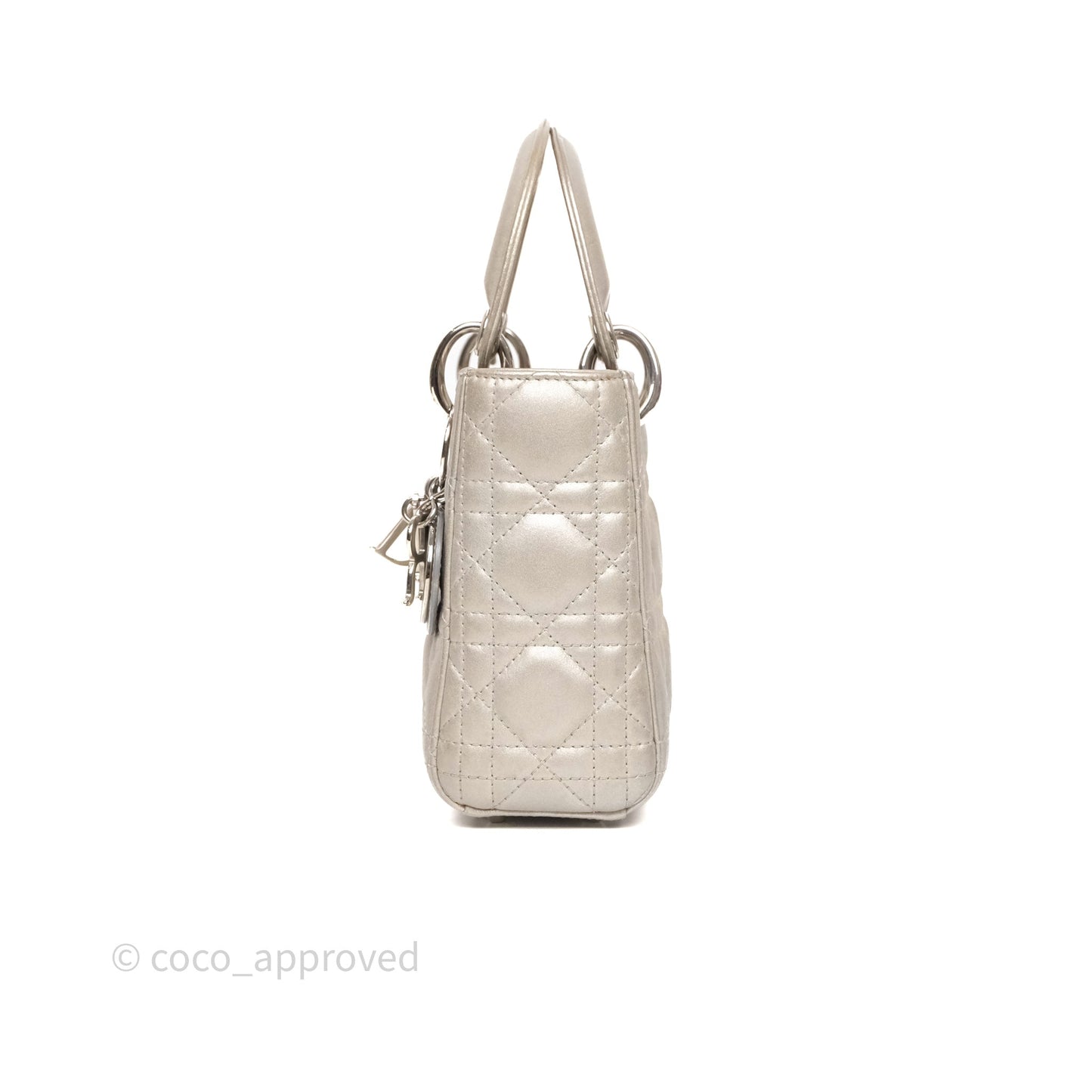 Christian Dior Mini Lady Dior Metallic Silver Nubuck Silver Hardware
