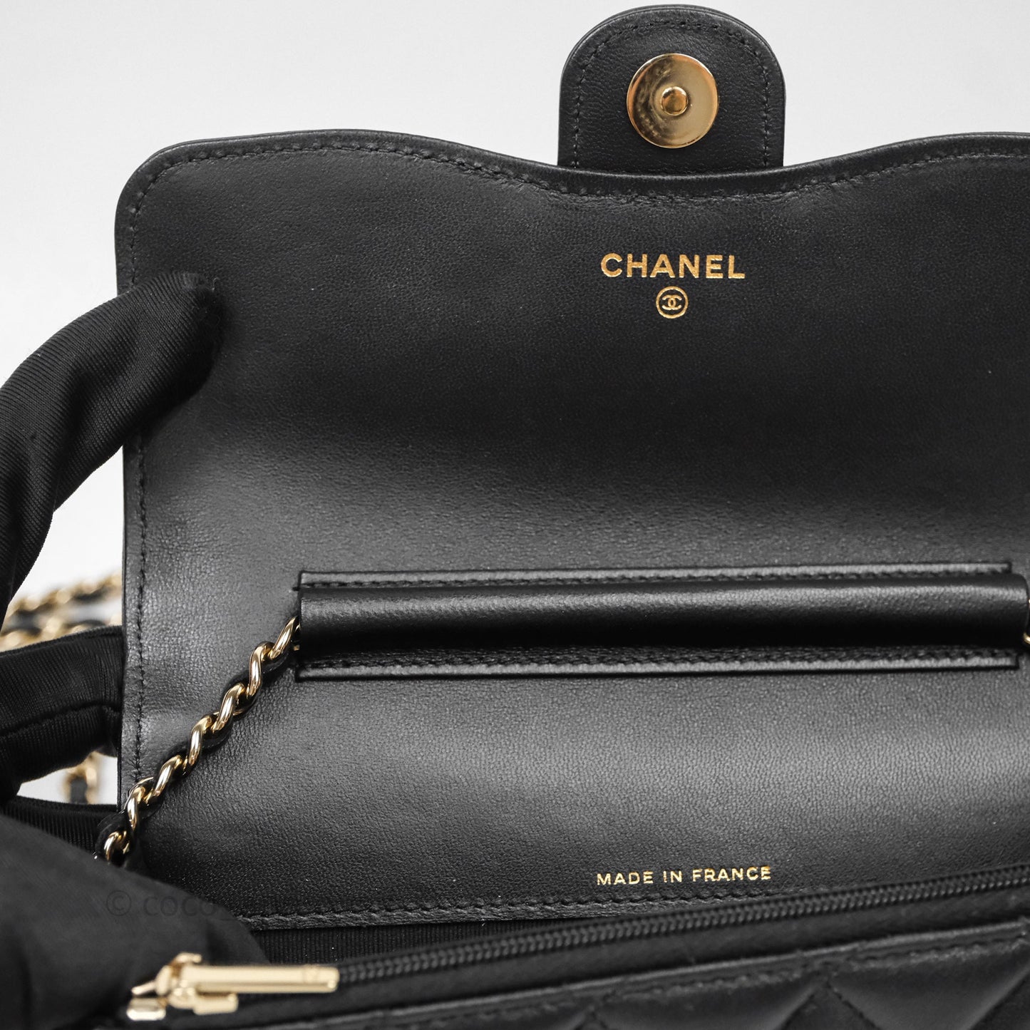 Chanel Mini Flap Bag Black Lambskin Gold Hardware