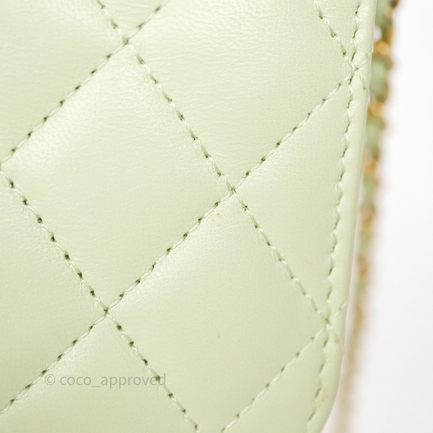 Chanel Pearl Crush Mini Clutch Belt Bag Green Lambskin Aged Gold Hardware
