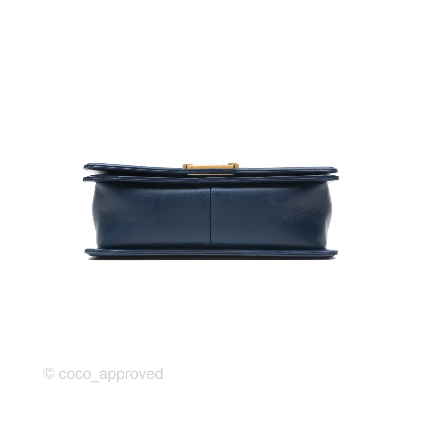 Chanel Medium Boy Chevron Navy Calfskin Aged Gold Hardware