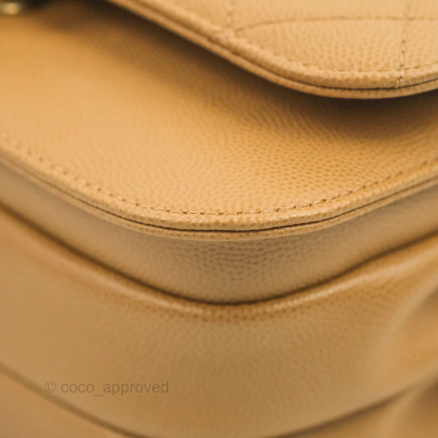 Chanel Mini Messenger Bag Beige Caviar Gold Hardware 21K