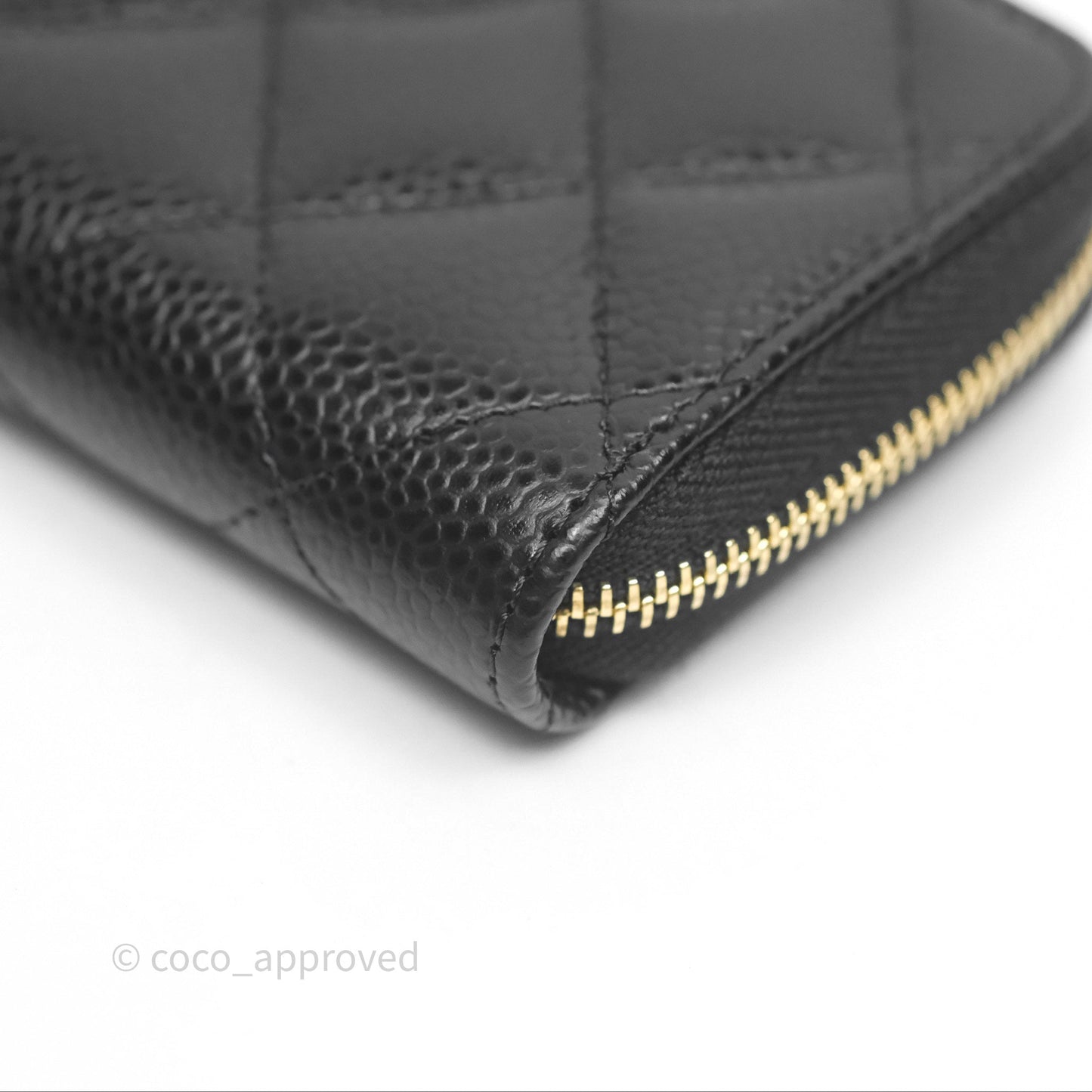 Chanel Quilted Zip Card Holder Black Caviar Gold Hardware