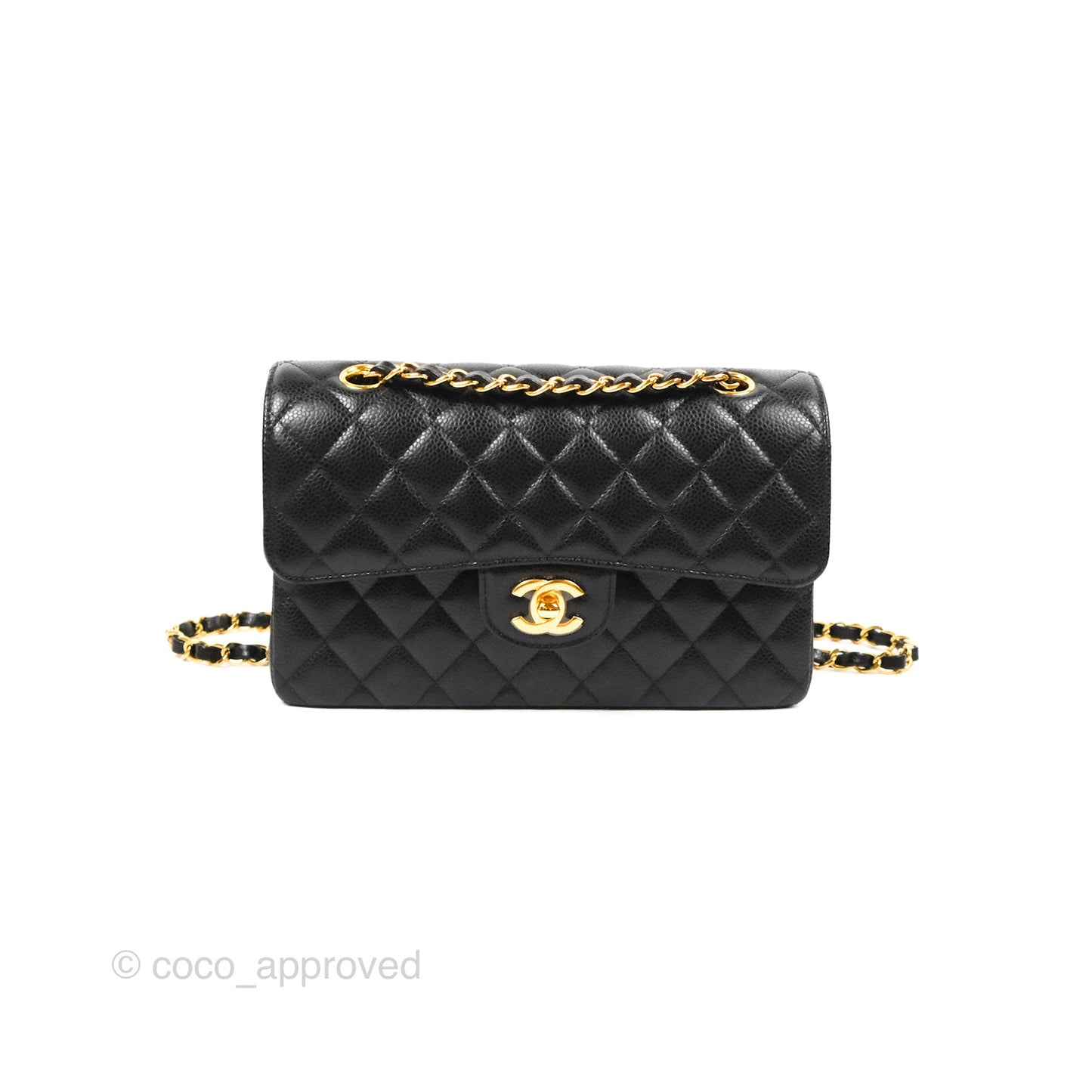 Chanel Small Classic Quilted Flap Black Caviar Gold Hardware
