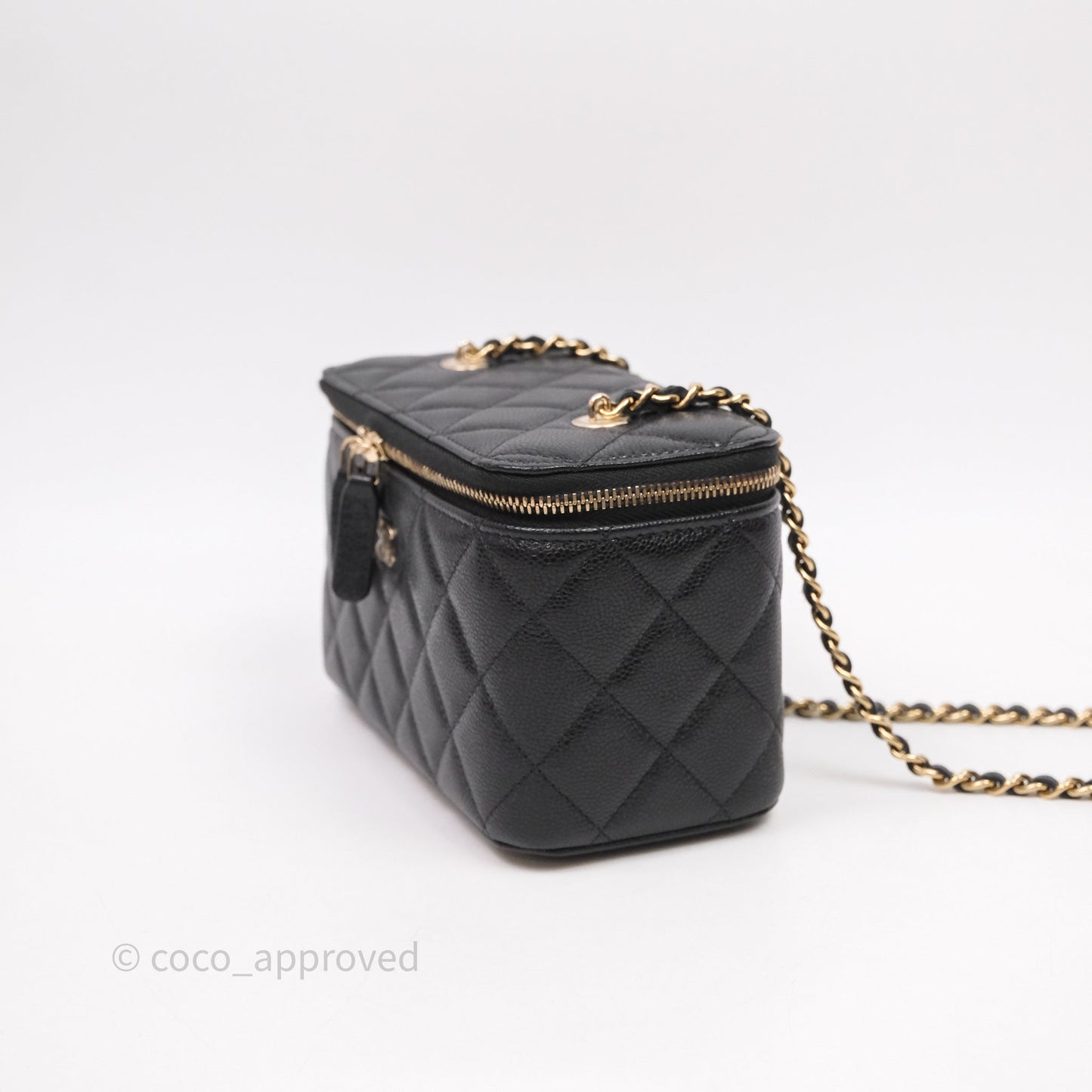 Chanel Vanity Rectangular With Chain Black Caviar Gold Hardware