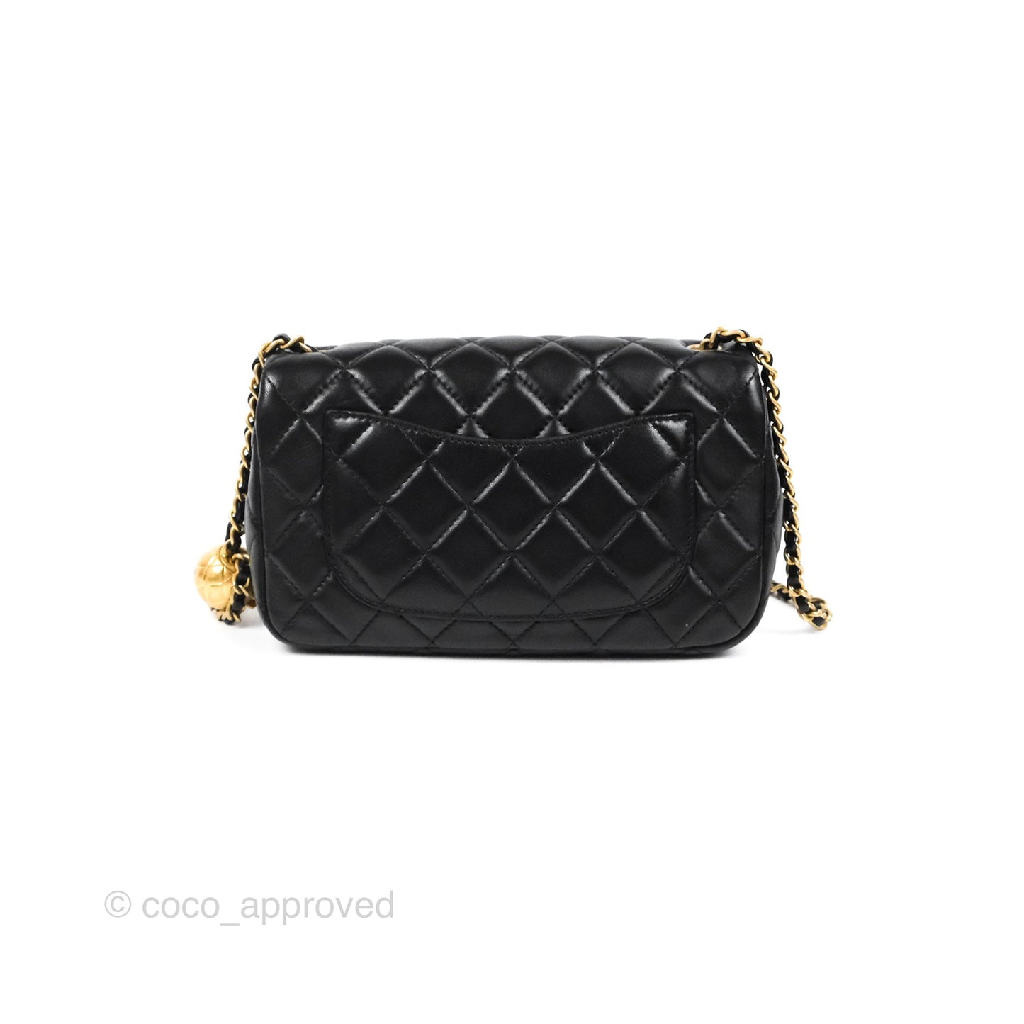Chanel Mini Rectangular Pearl Crush Black Lambskin Aged Gold Hardware