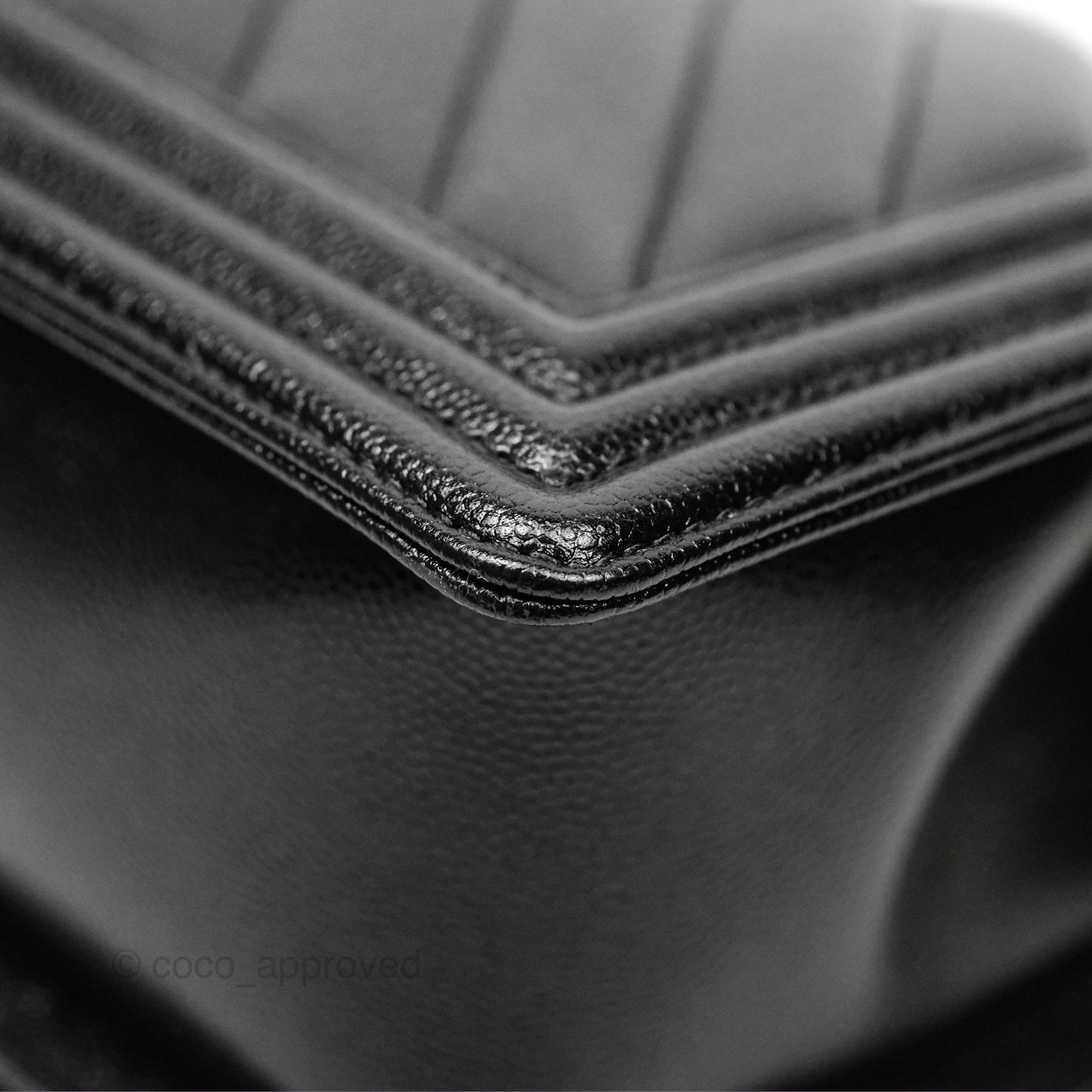 Chanel Medium Boy Chevron Black Caviar Gold Hardware