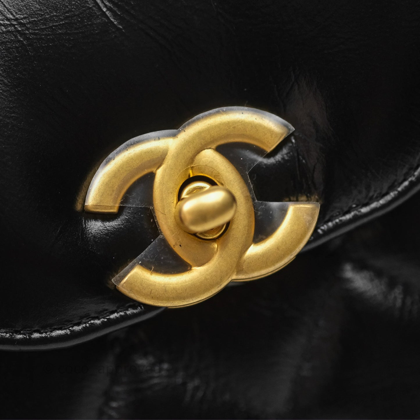 Chanel Kelly Bag Quilted Black Shiny Crumpled Calfskin Aged Gold Hardware